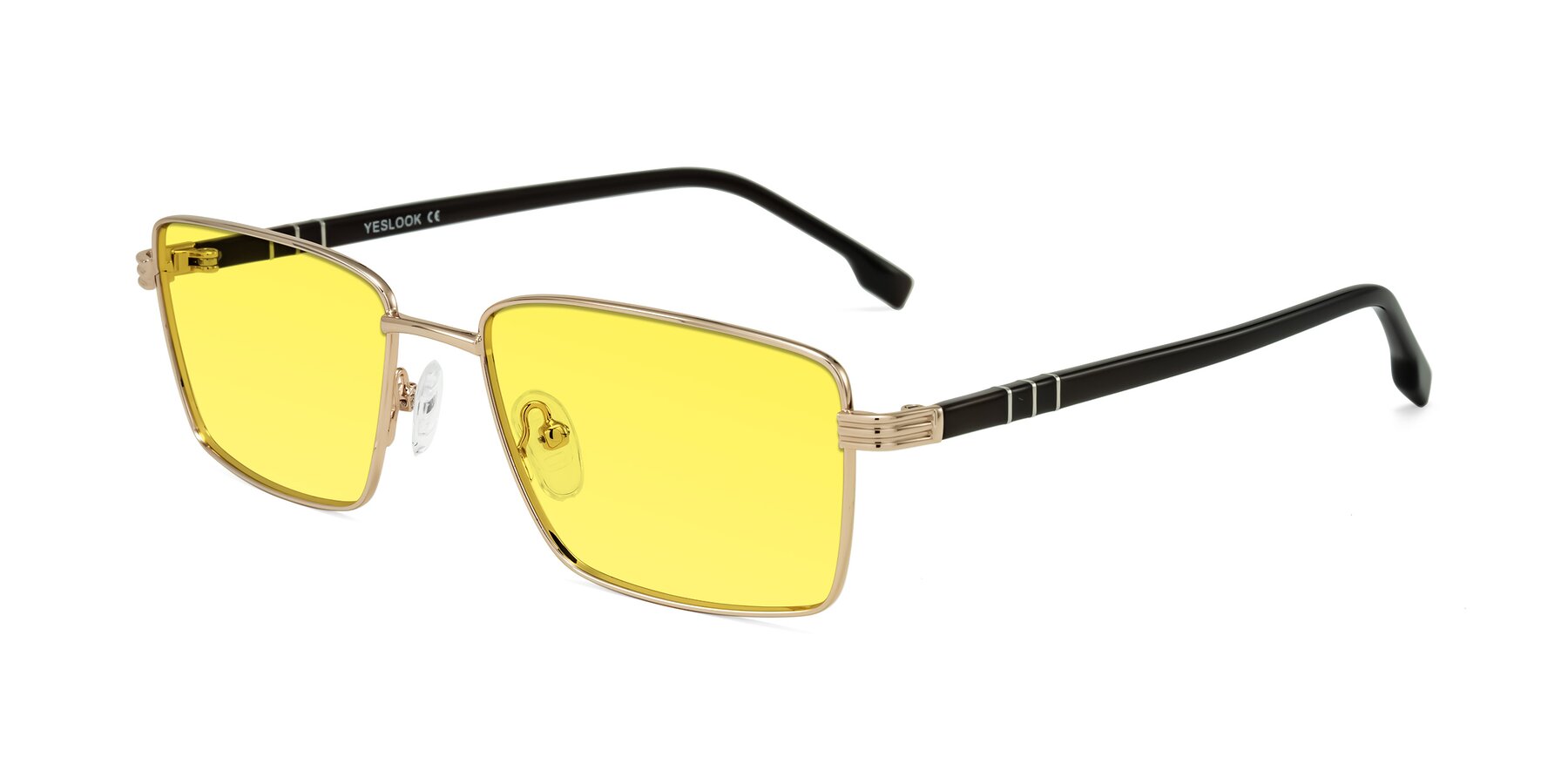 Angle of Raiyah in Gold/Dark Brown with Medium Yellow Tinted Lenses