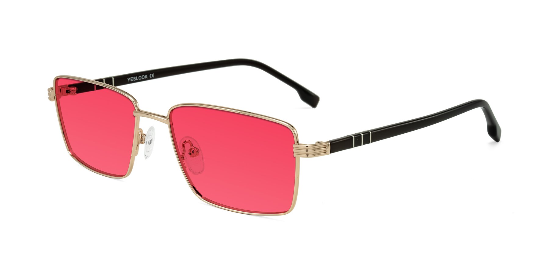 Angle of Raiyah in Gold/Dark Brown with Red Tinted Lenses