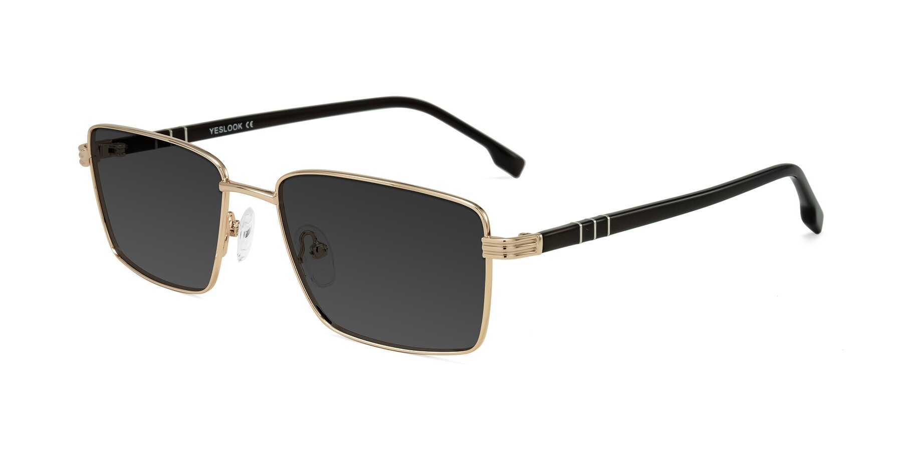 Angle of Raiyah in Gold/Dark Brown with Gray Tinted Lenses