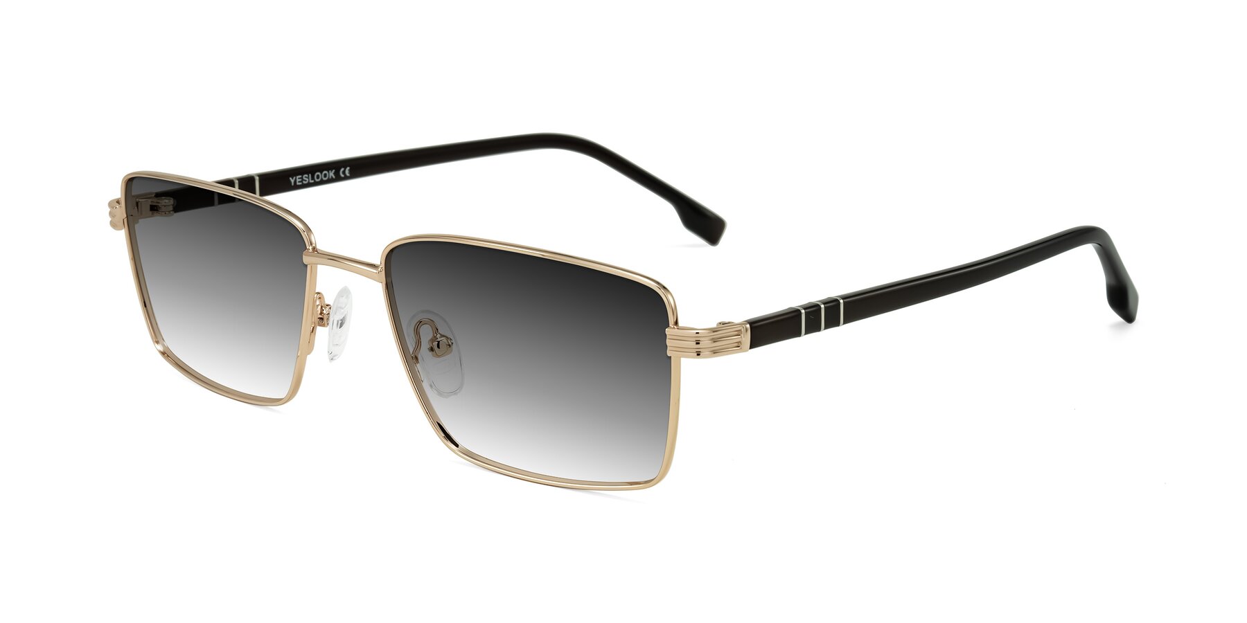 Angle of Raiyah in Gold/Dark Brown with Gray Gradient Lenses