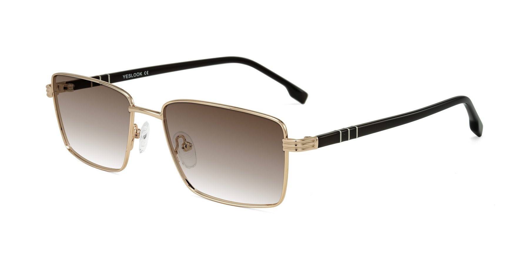 Angle of Raiyah in Gold/Dark Brown with Brown Gradient Lenses