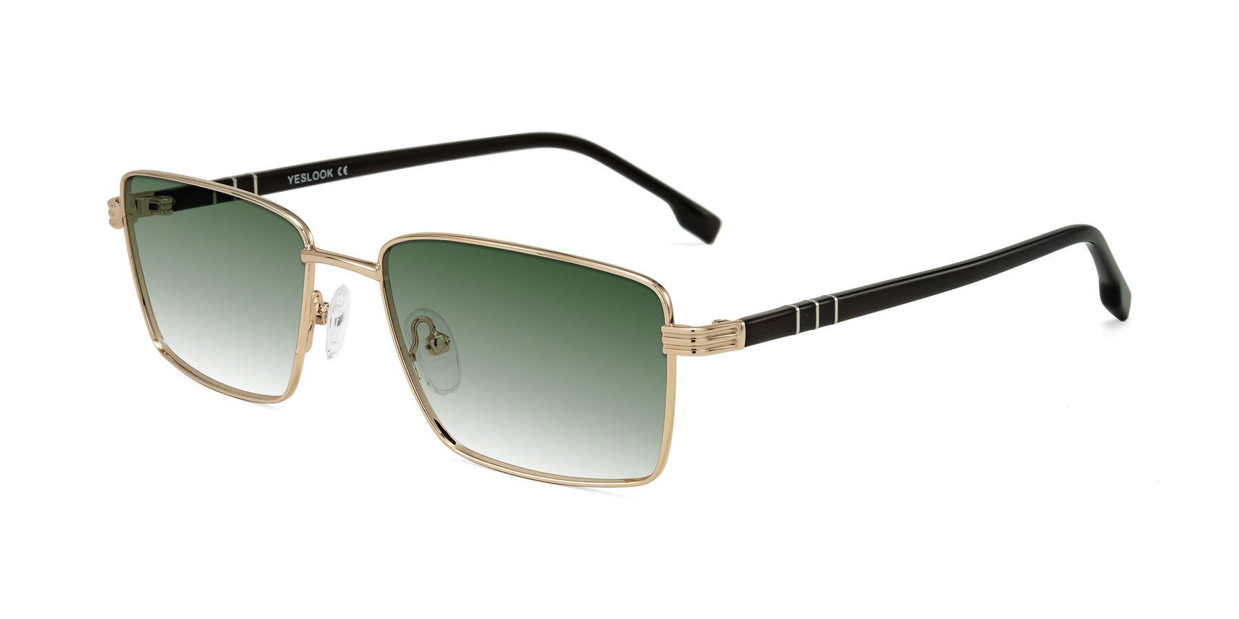 Angle of Raiyah in Gold/Dark Brown with Green Gradient Lenses