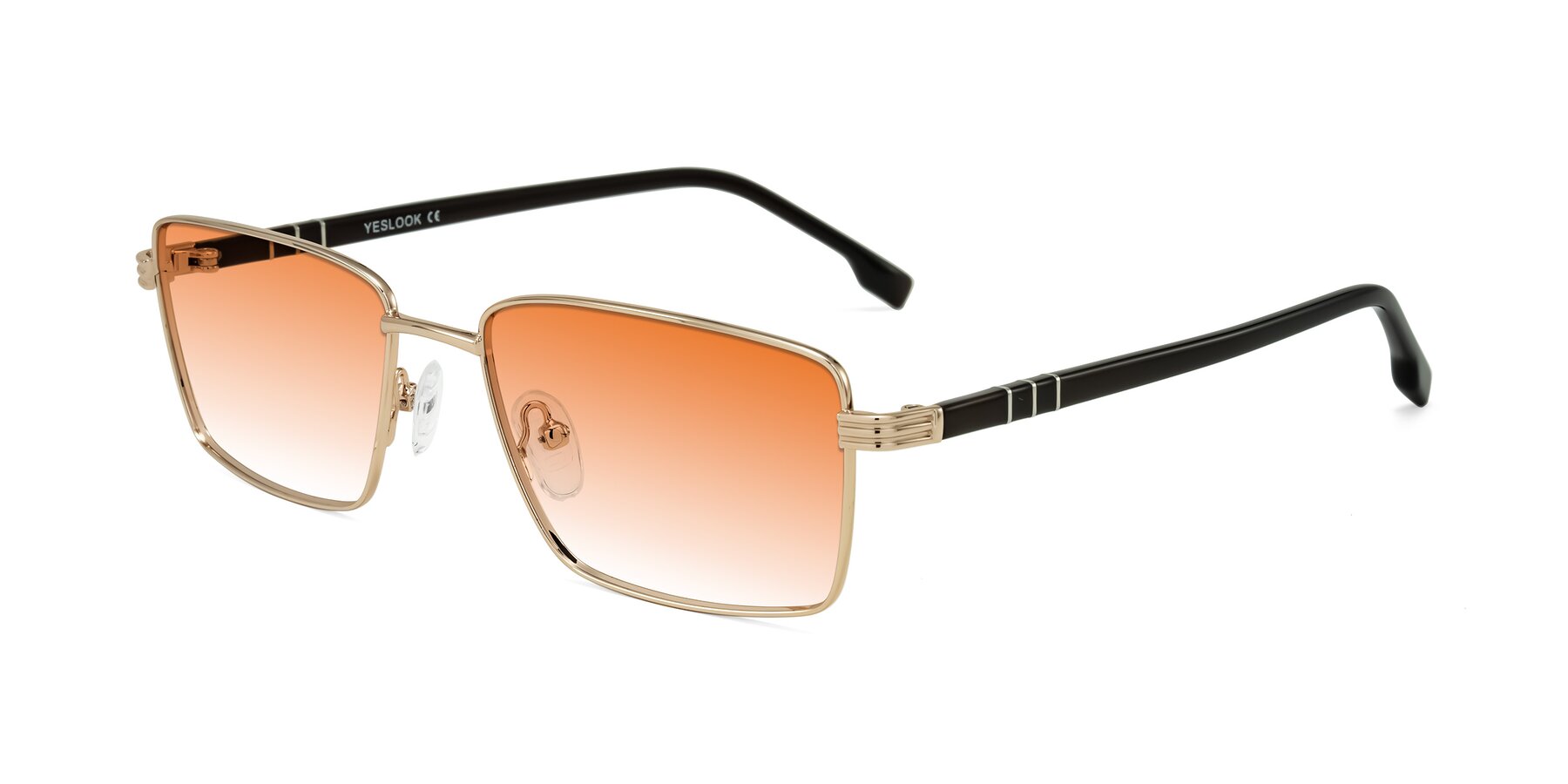 Angle of Raiyah in Gold/Dark Brown with Orange Gradient Lenses