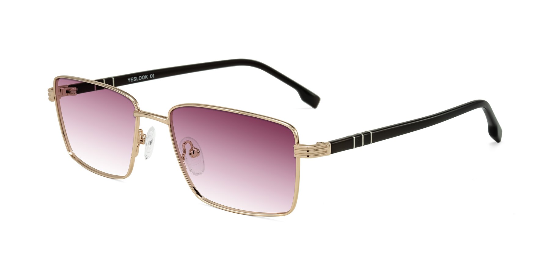 Angle of Raiyah in Gold/Dark Brown with Wine Gradient Lenses