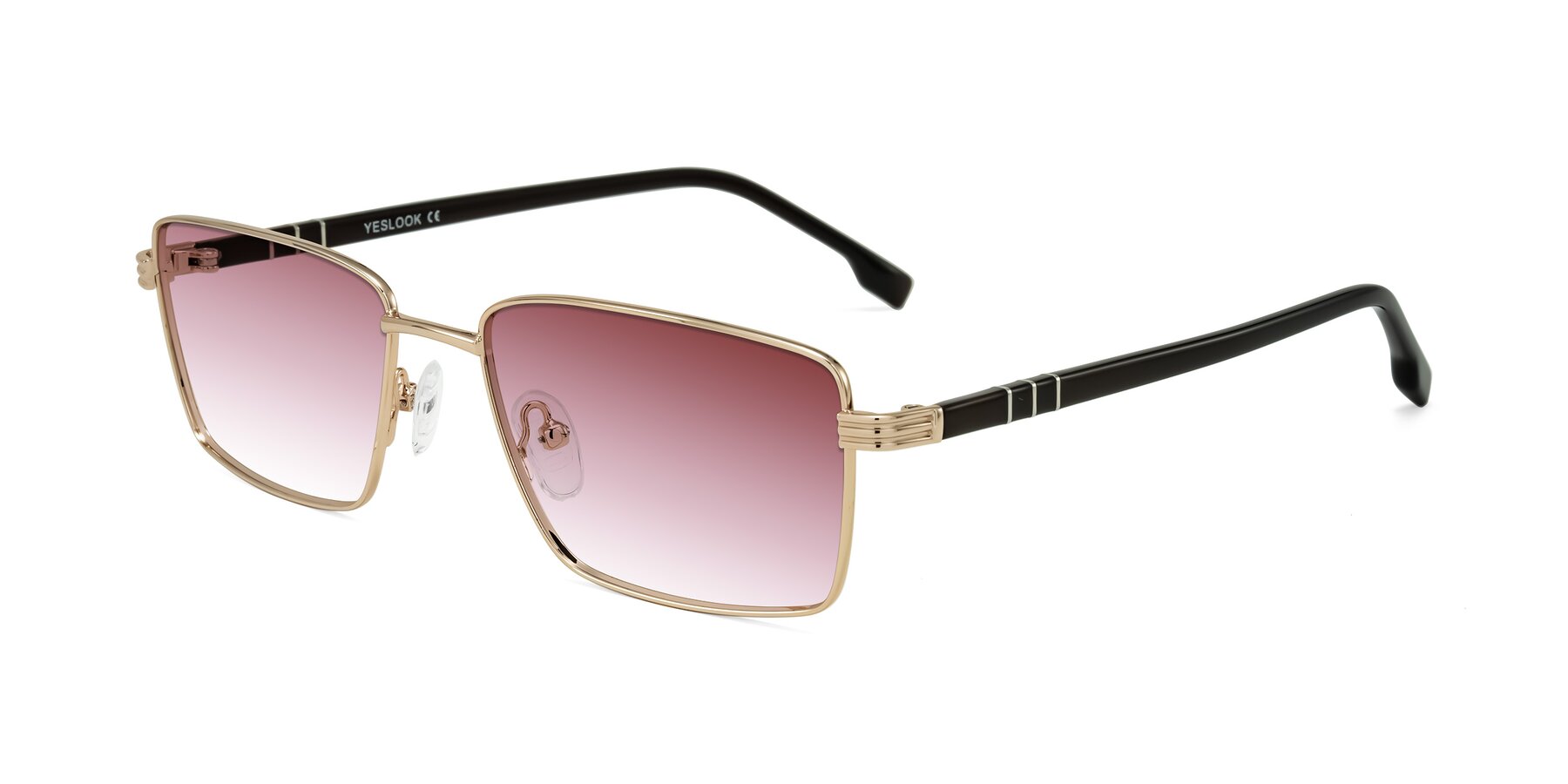 Angle of Raiyah in Gold/Dark Brown with Garnet Gradient Lenses