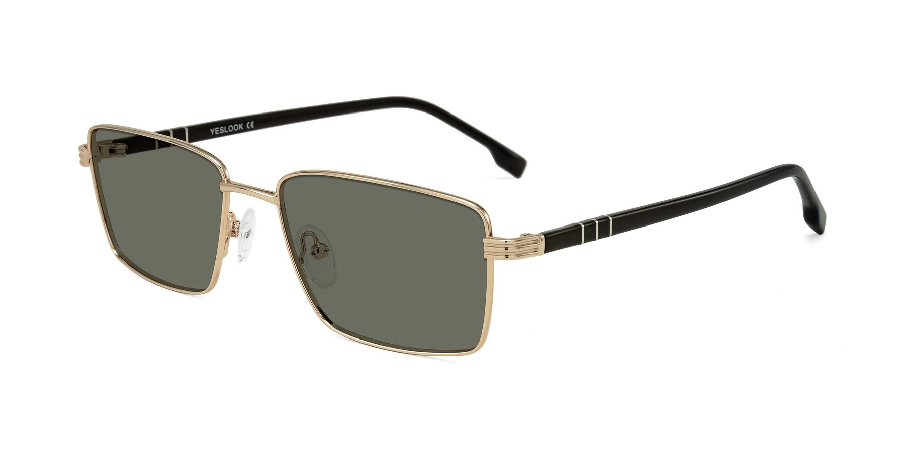 Angle of Raiyah in Gold/Dark Brown with Gray Polarized Lenses