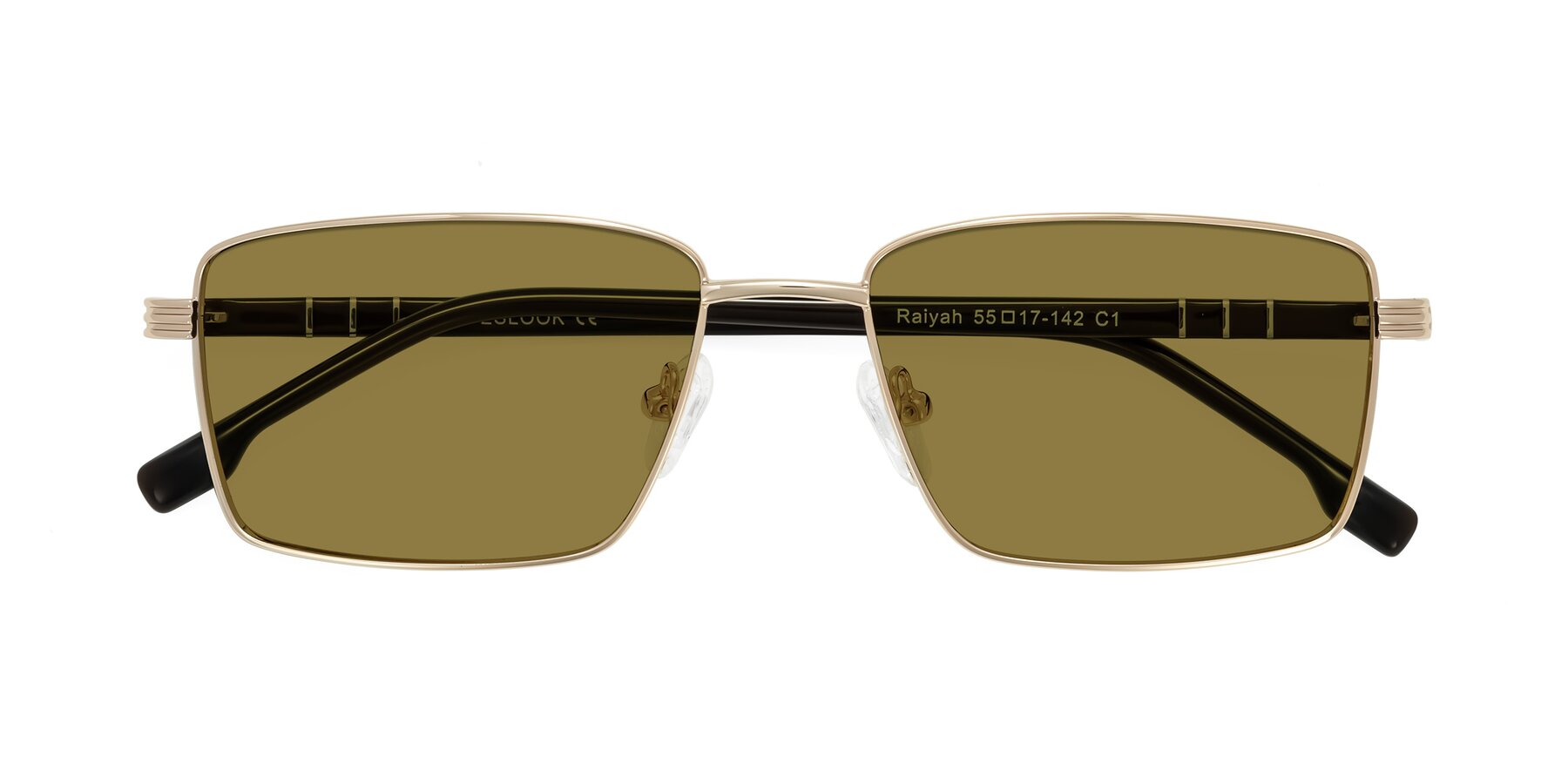 Folded Front of Raiyah in Gold/Dark Brown with Brown Polarized Lenses