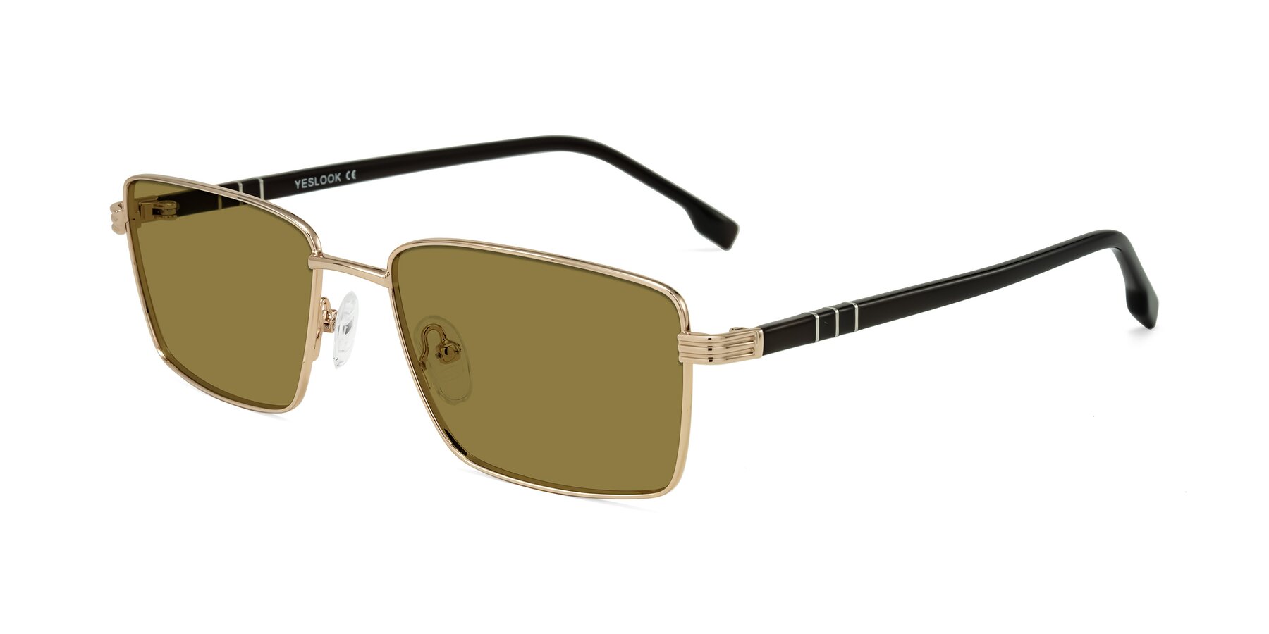 Angle of Raiyah in Gold/Dark Brown with Brown Polarized Lenses