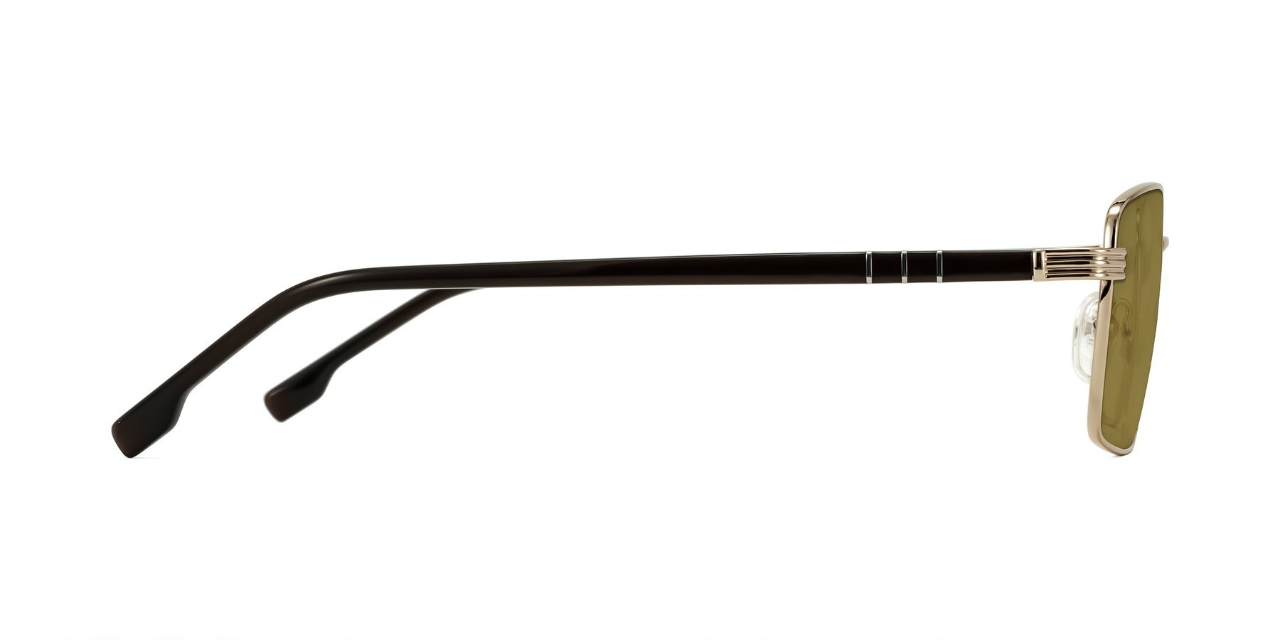 Side of Raiyah in Gold/Dark Brown with Brown Polarized Lenses