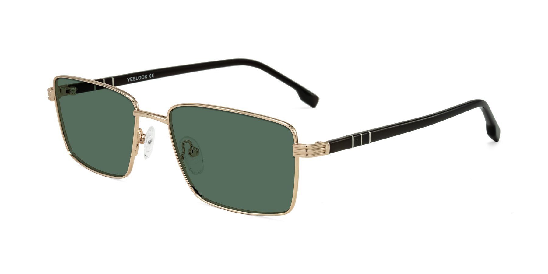 Angle of Raiyah in Gold/Dark Brown with Green Polarized Lenses