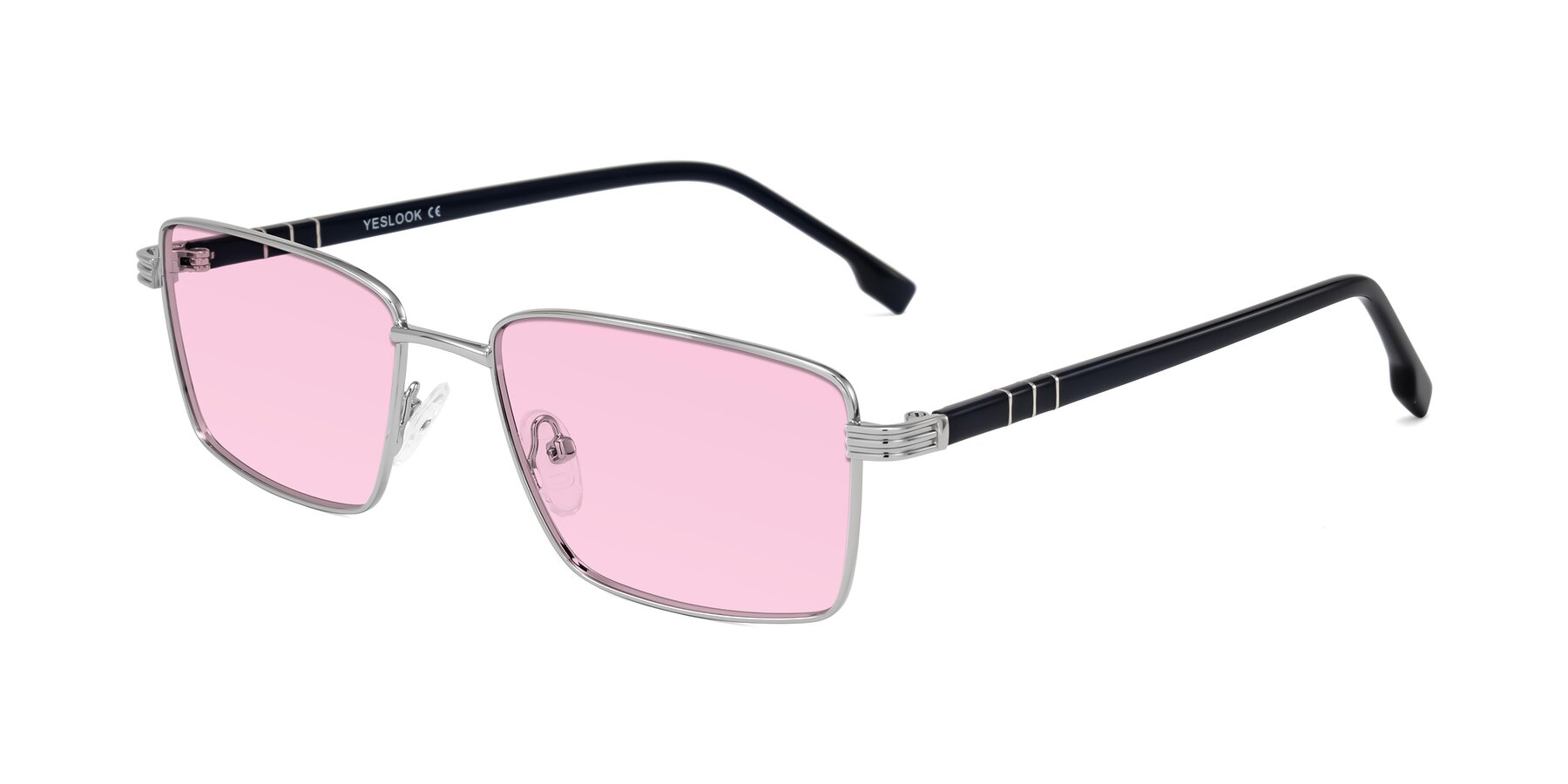 Angle of Raiyah in Silver/Dark Blue with Light Pink Tinted Lenses