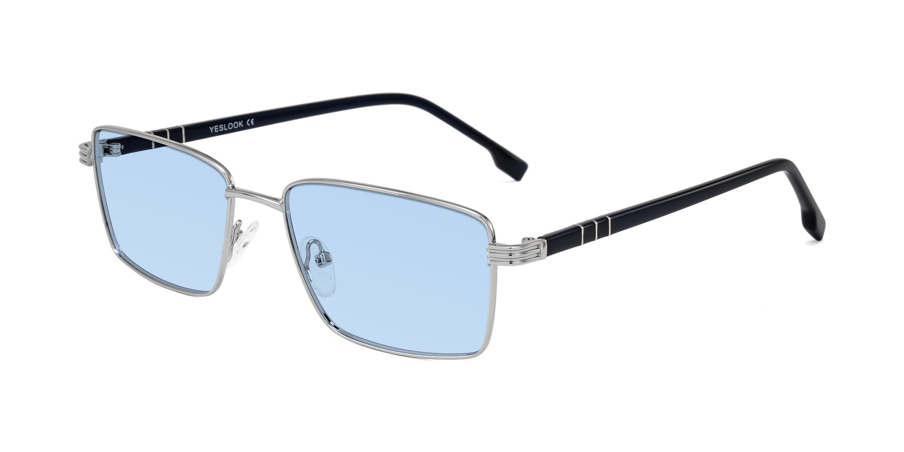 Angle of Raiyah in Silver/Dark Blue with Light Blue Tinted Lenses