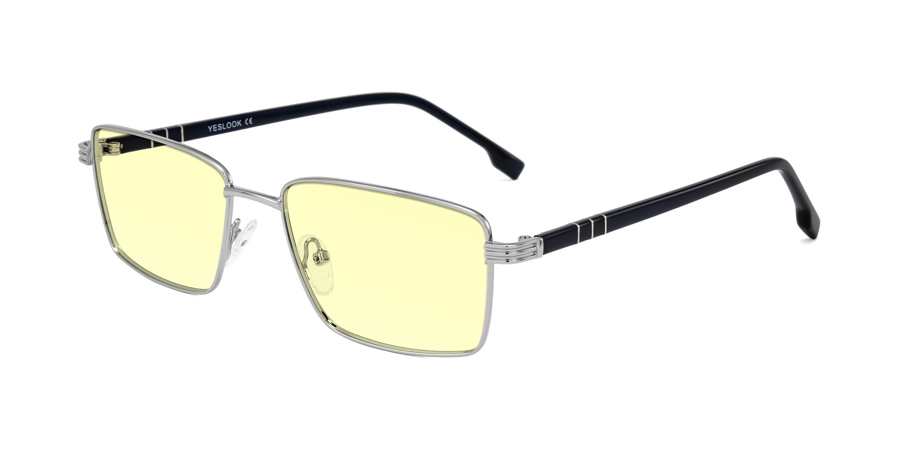 Angle of Raiyah in Silver/Dark Blue with Light Yellow Tinted Lenses