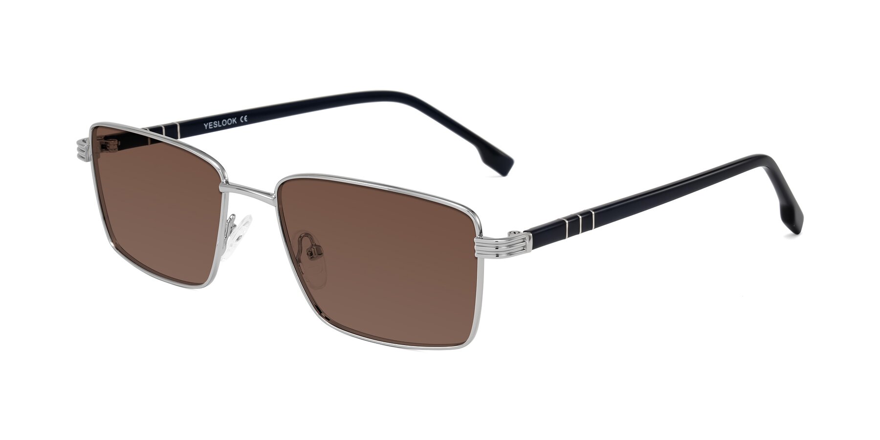 Angle of Raiyah in Silver/Dark Blue with Brown Tinted Lenses