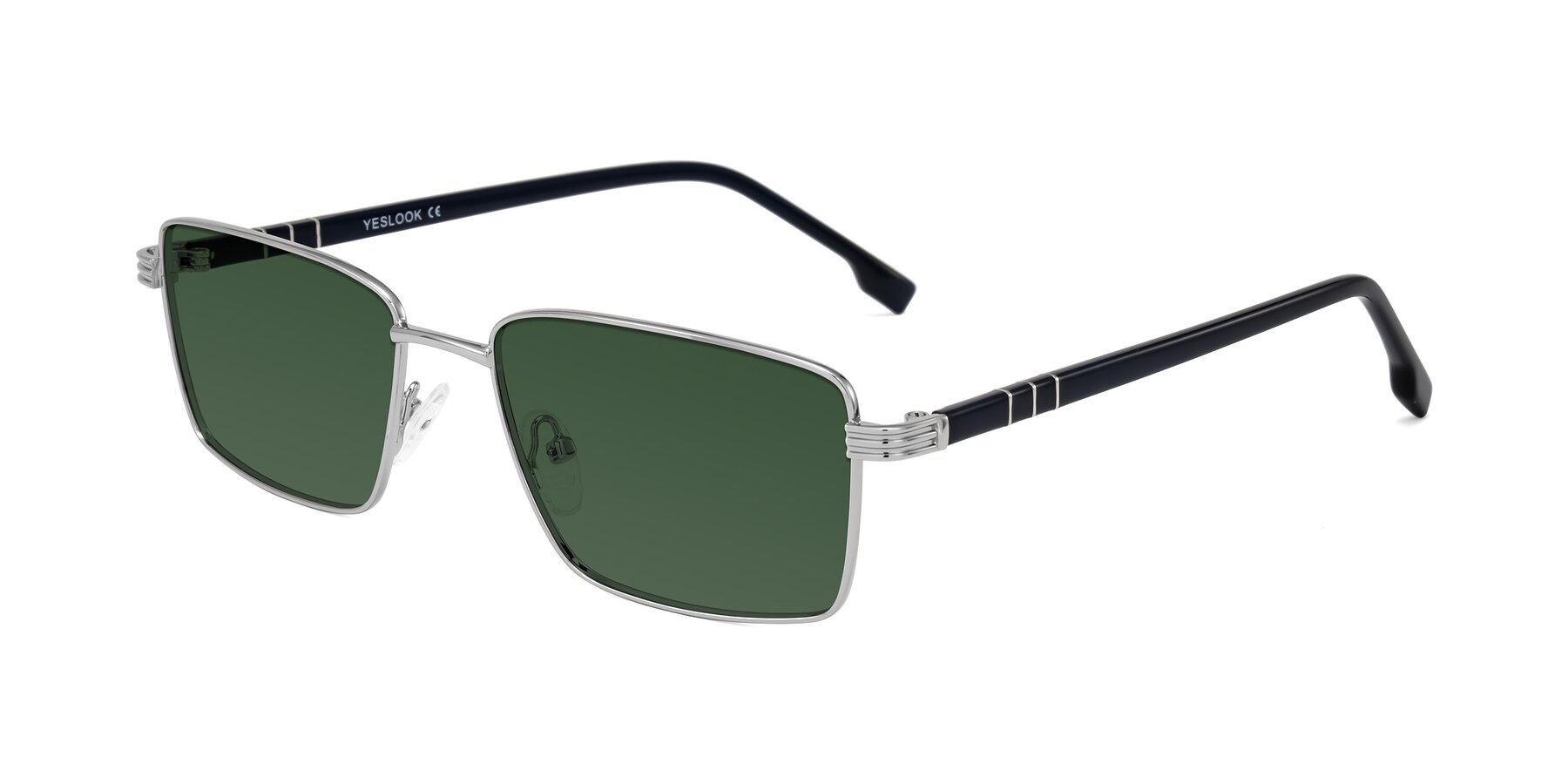 Angle of Raiyah in Silver/Dark Blue with Green Tinted Lenses