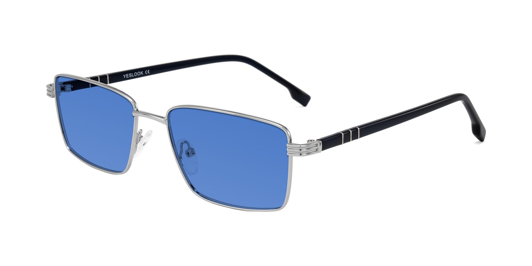Angle of Raiyah in Silver/Dark Blue with Blue Tinted Lenses
