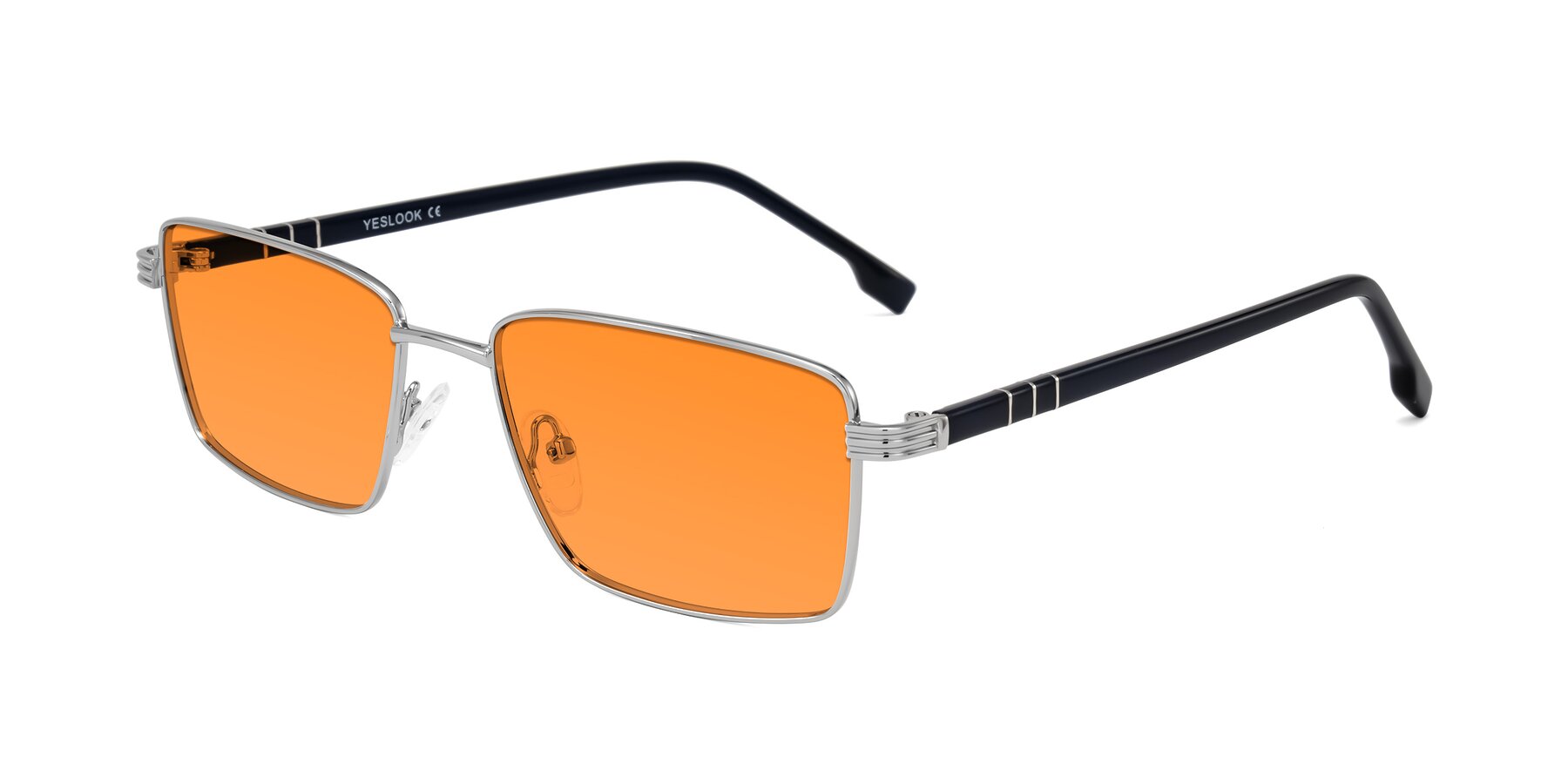 Angle of Raiyah in Silver/Dark Blue with Orange Tinted Lenses