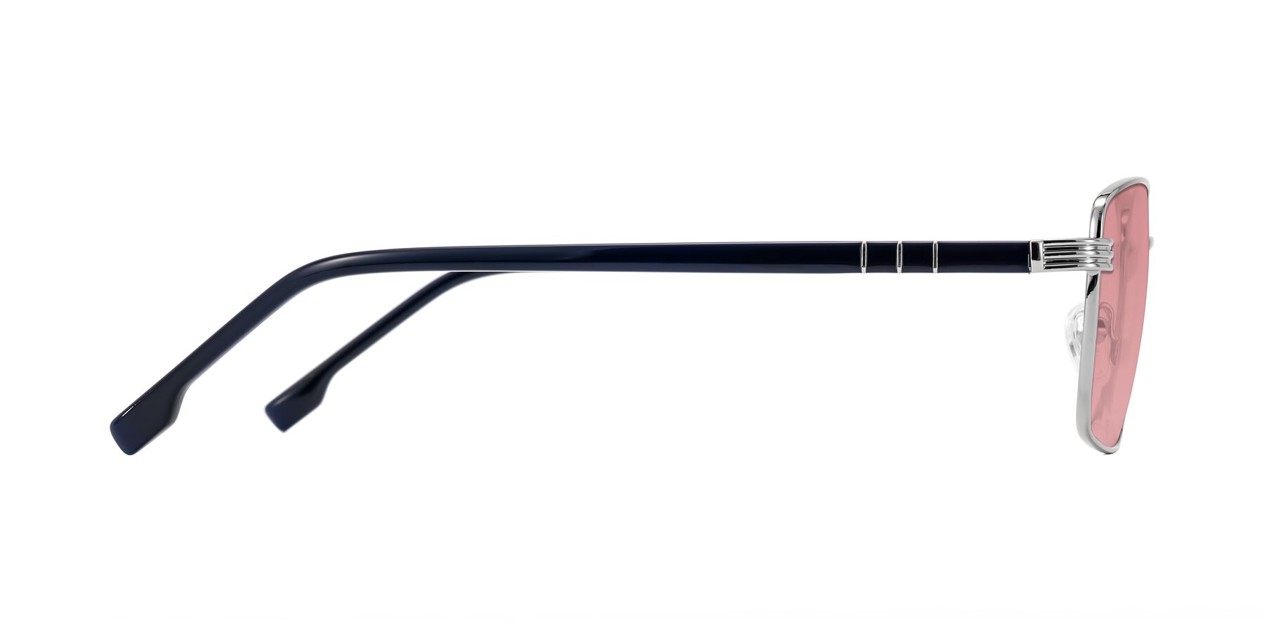 Side of Raiyah in Silver/Dark Blue with Medium Garnet Tinted Lenses