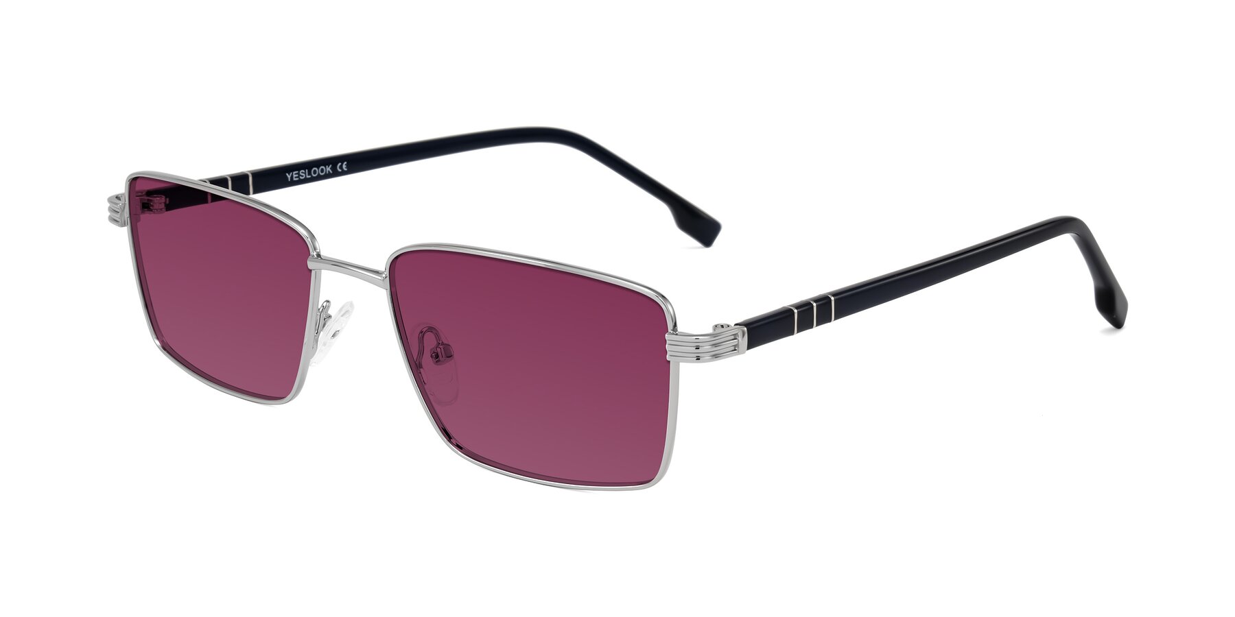 Angle of Raiyah in Silver/Dark Blue with Wine Tinted Lenses