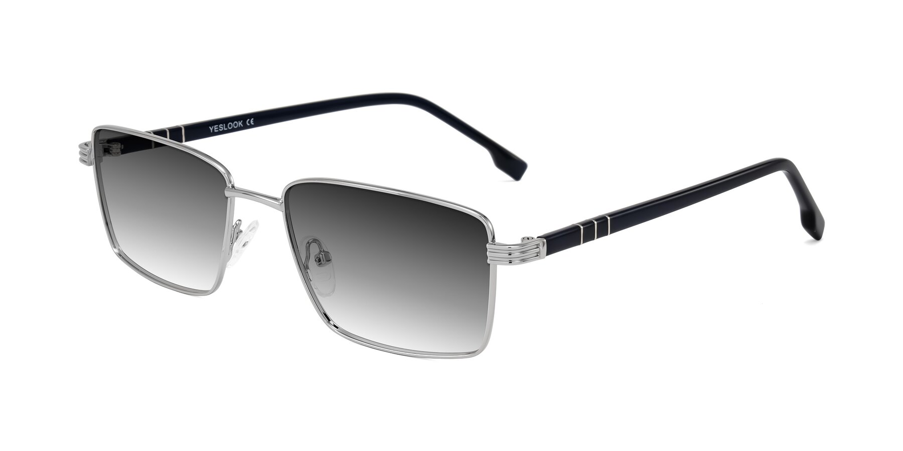 Angle of Raiyah in Silver/Dark Blue with Gray Gradient Lenses