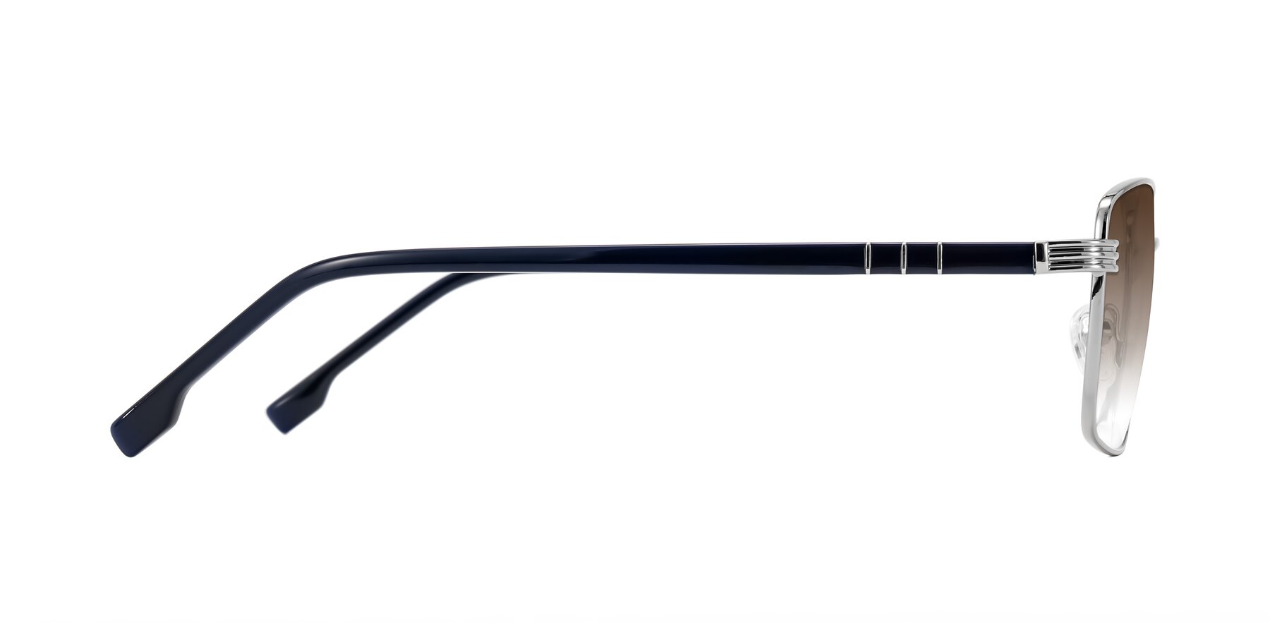 Side of Raiyah in Silver/Dark Blue with Brown Gradient Lenses