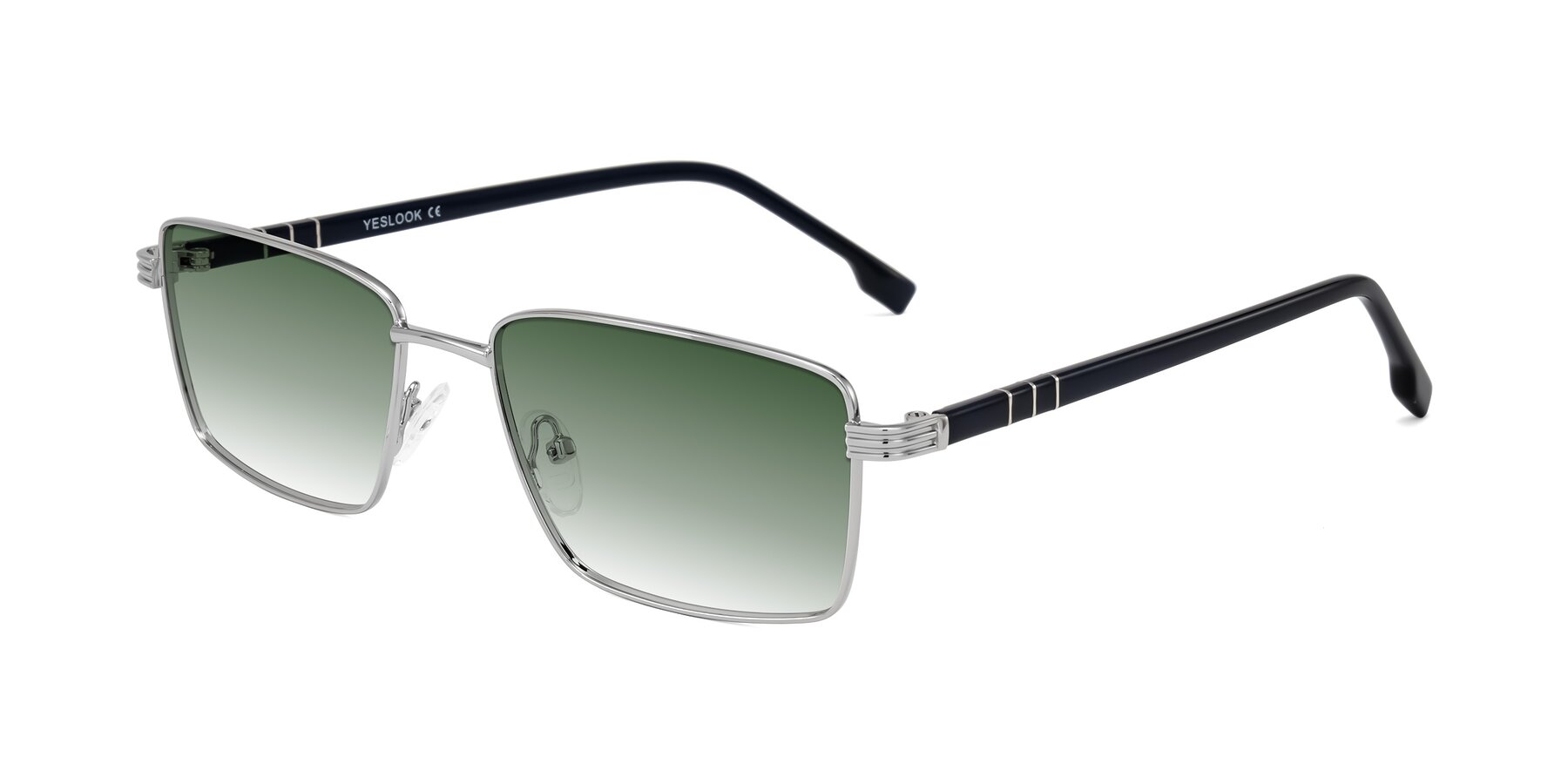 Angle of Raiyah in Silver/Dark Blue with Green Gradient Lenses