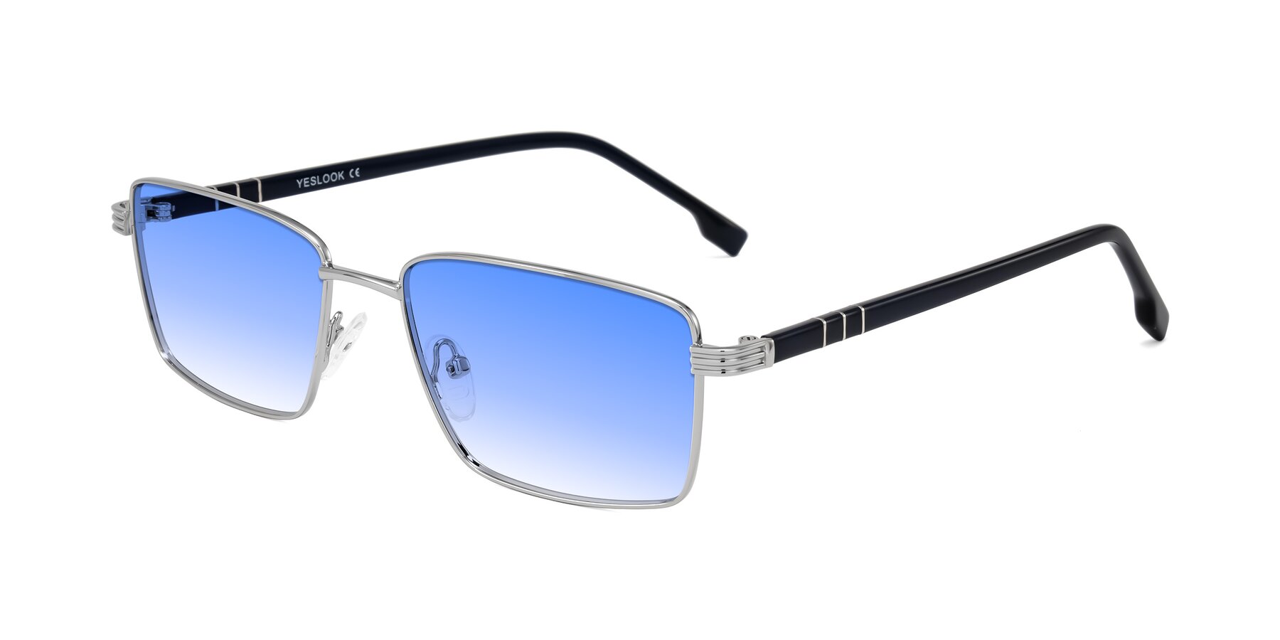 Angle of Raiyah in Silver/Dark Blue with Blue Gradient Lenses