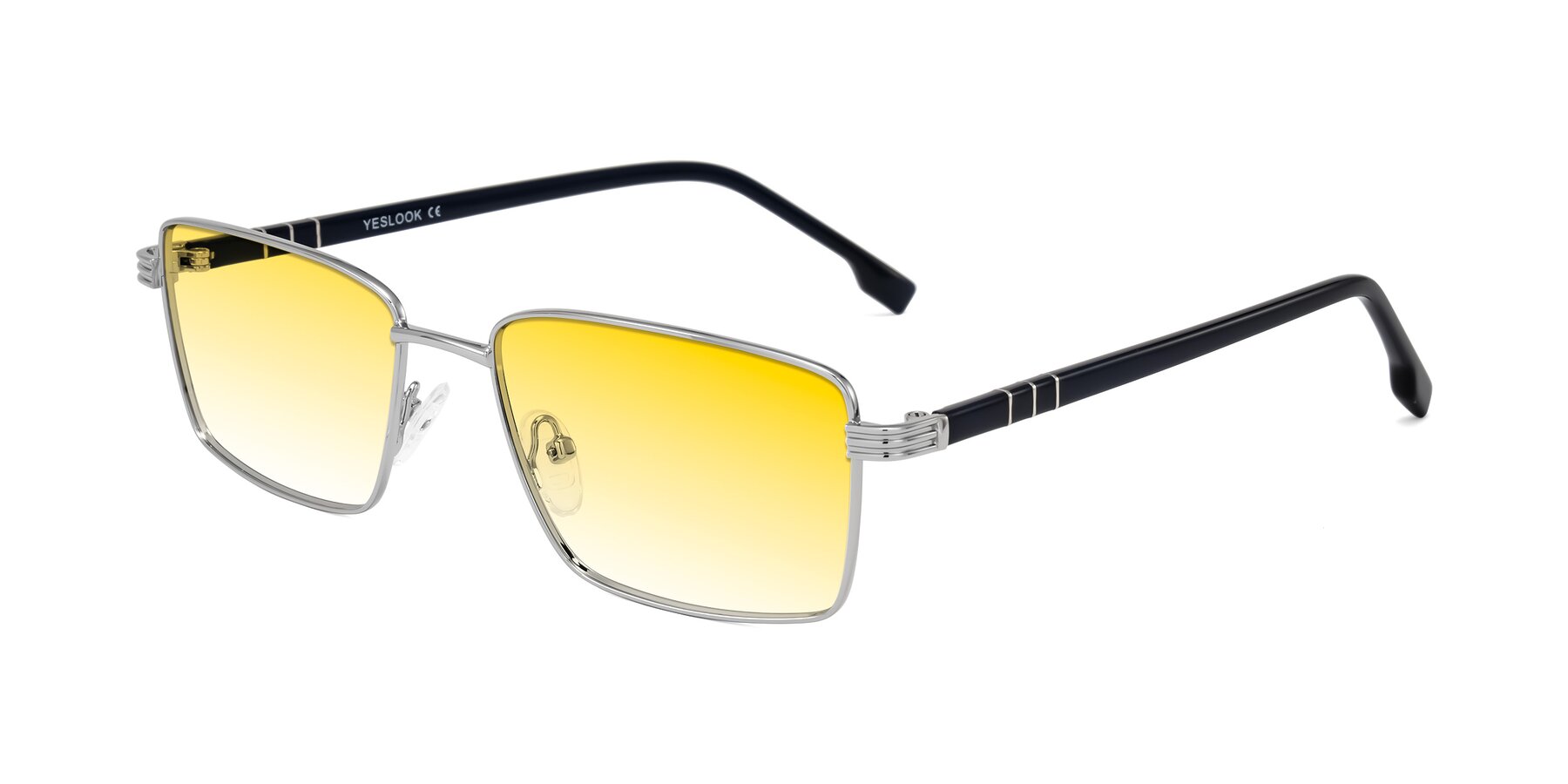 Angle of Raiyah in Silver/Dark Blue with Yellow Gradient Lenses