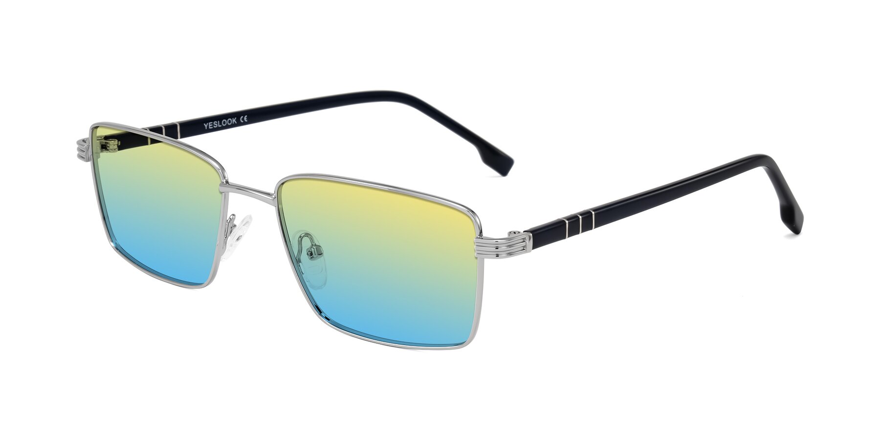 Angle of Raiyah in Silver/Dark Blue with Yellow / Blue Gradient Lenses