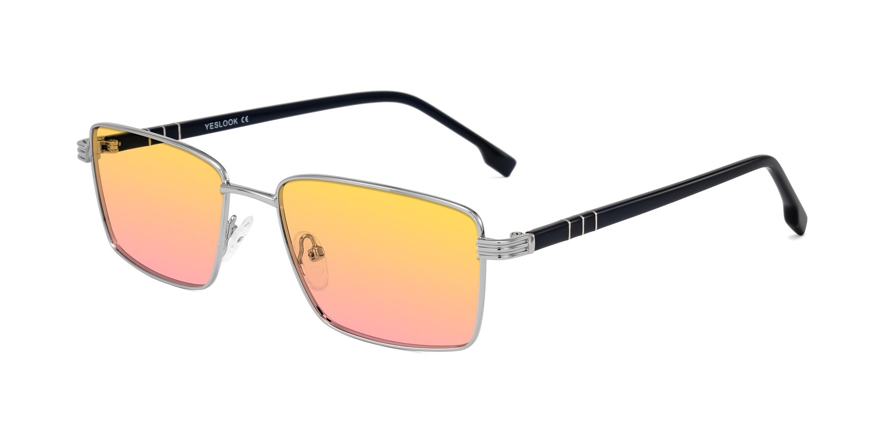 Angle of Raiyah in Silver/Dark Blue with Yellow / Pink Gradient Lenses