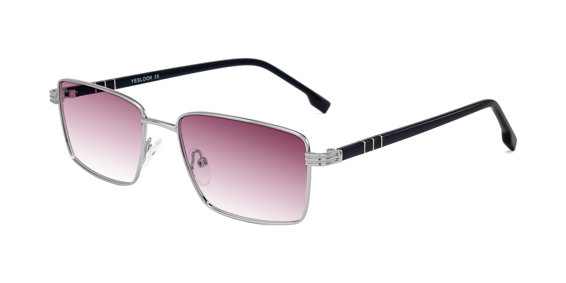 Angle of Raiyah in Silver/Dark Blue with Wine Gradient Lenses