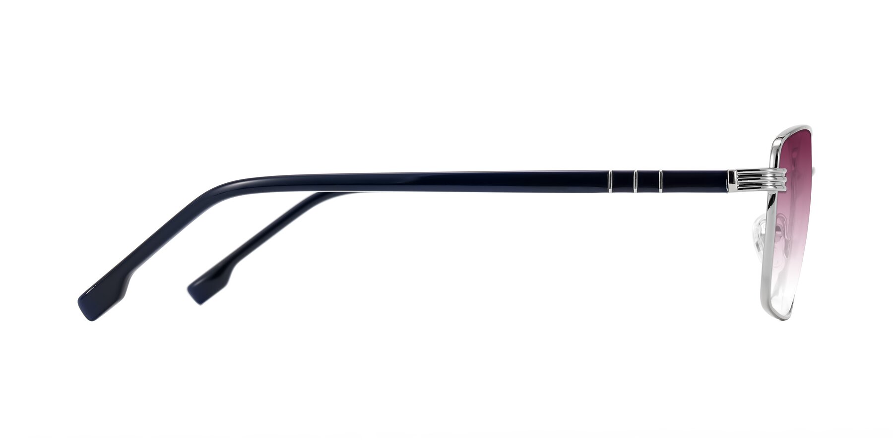 Side of Raiyah in Silver/Dark Blue with Wine Gradient Lenses