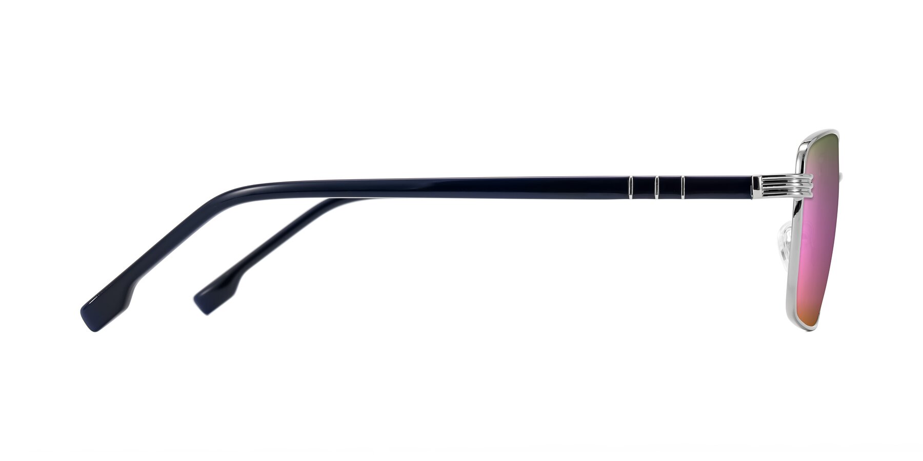 Side of Raiyah in Silver/Dark Blue with Pink Mirrored Lenses