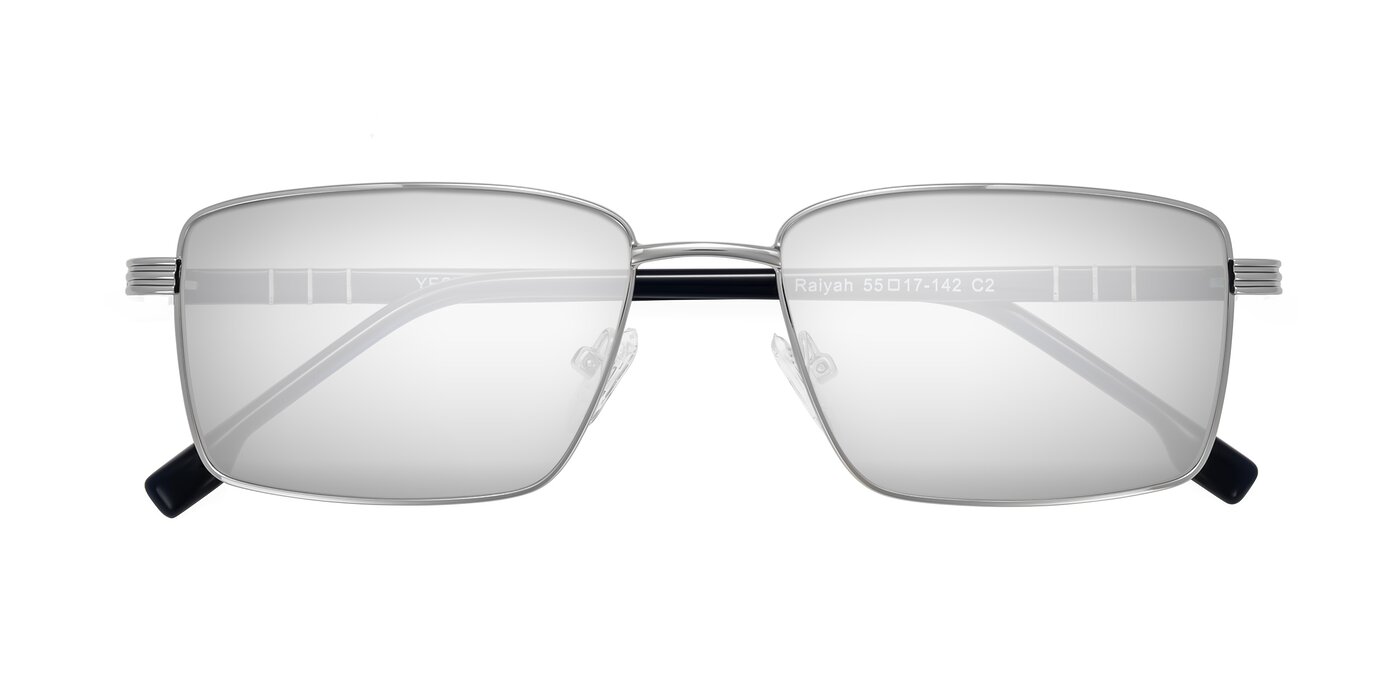 Raiyah - Silver/Dark Blue Flash Mirrored Sunglasses