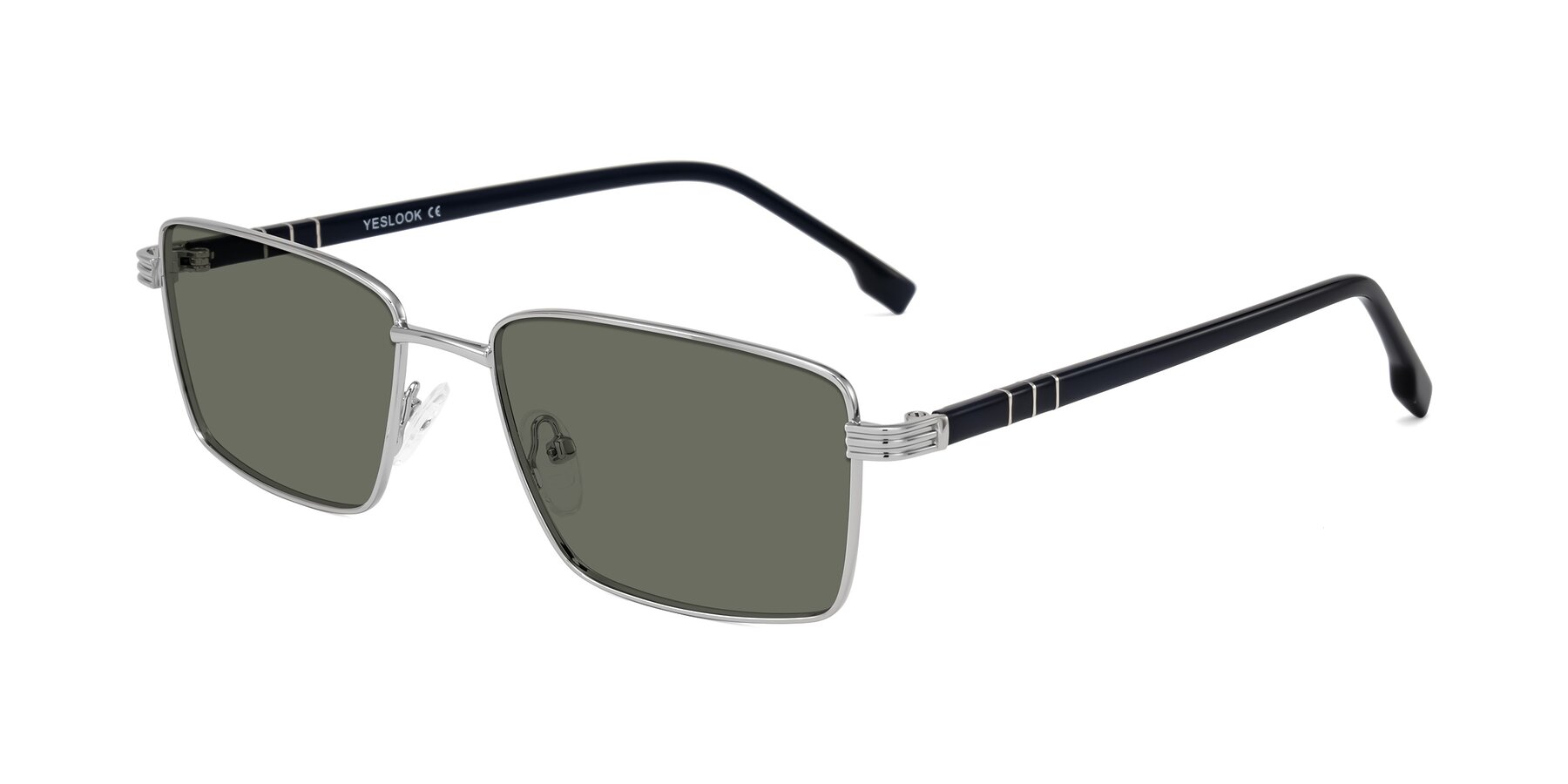 Angle of Raiyah in Silver/Dark Blue with Gray Polarized Lenses