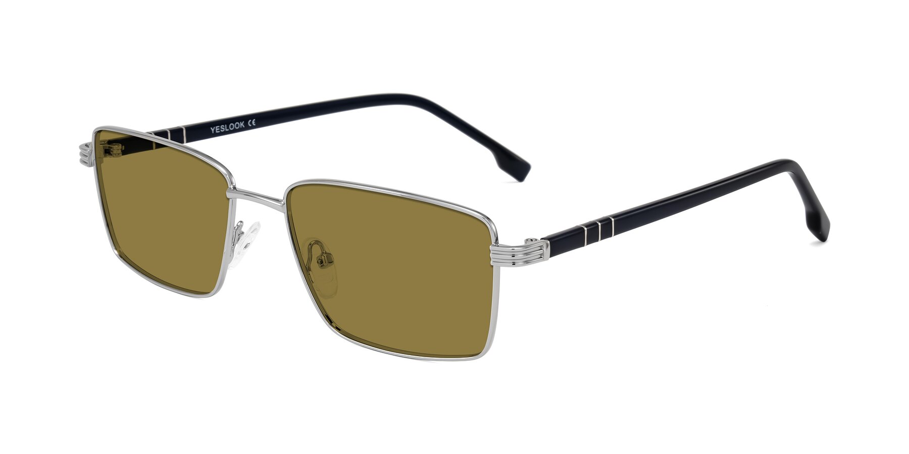 Angle of Raiyah in Silver/Dark Blue with Brown Polarized Lenses