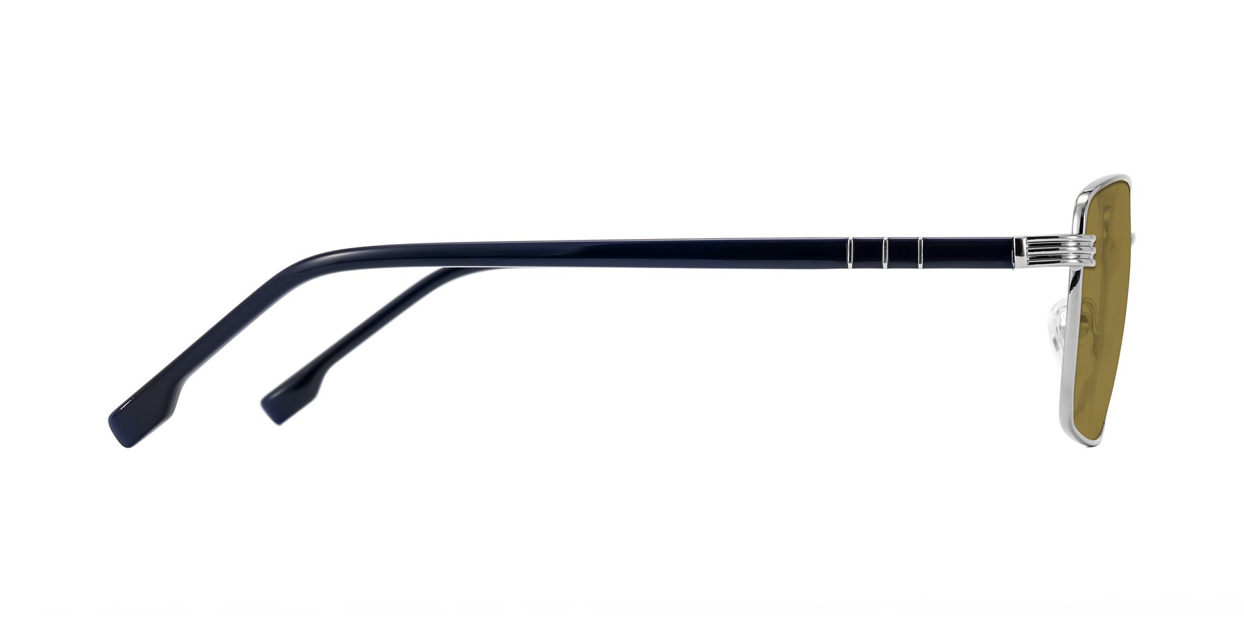 Side of Raiyah in Silver/Dark Blue with Brown Polarized Lenses