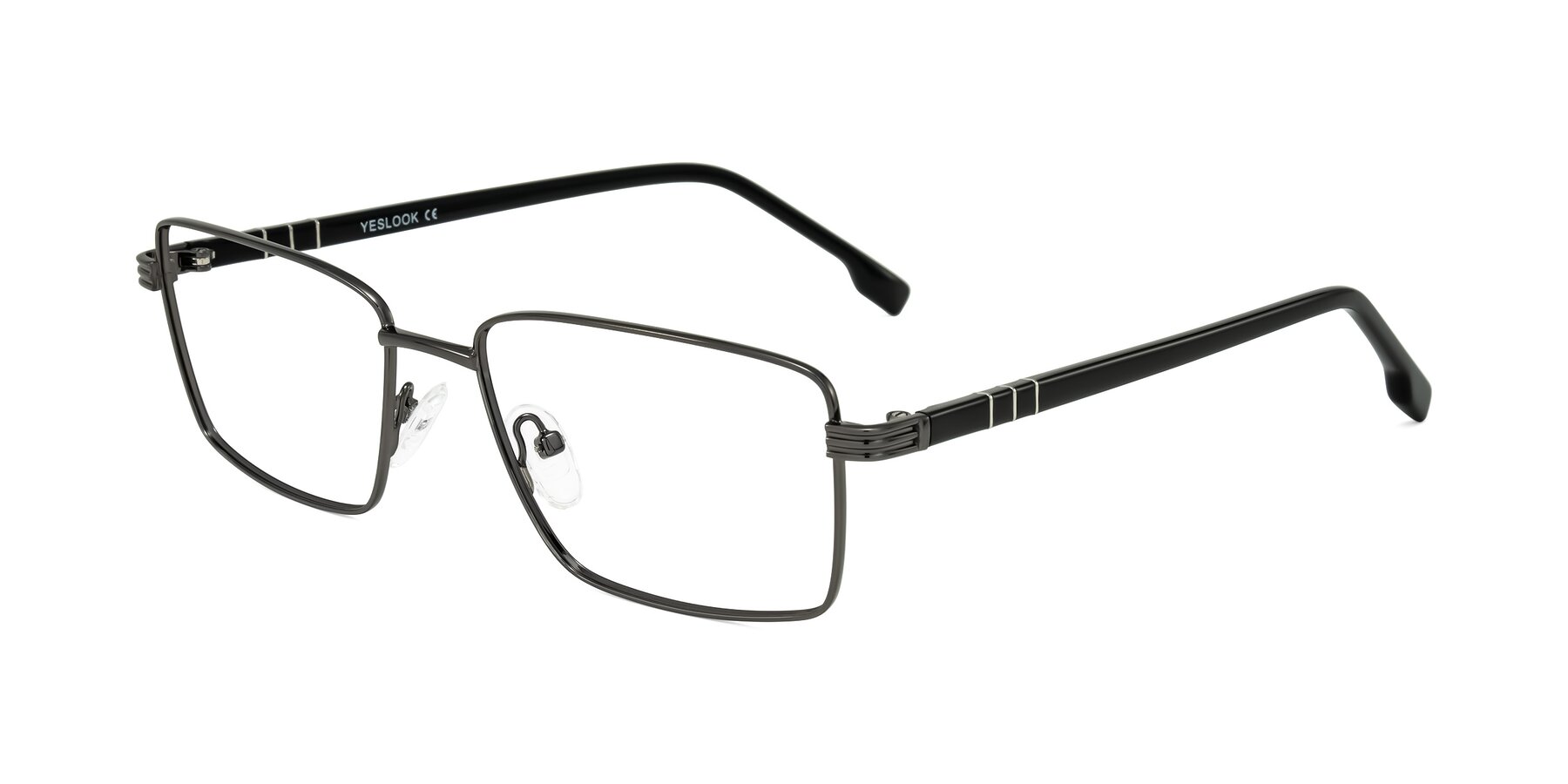 Angle of Raiyah in Gunmetal/Black with Clear Blue Light Blocking Lenses