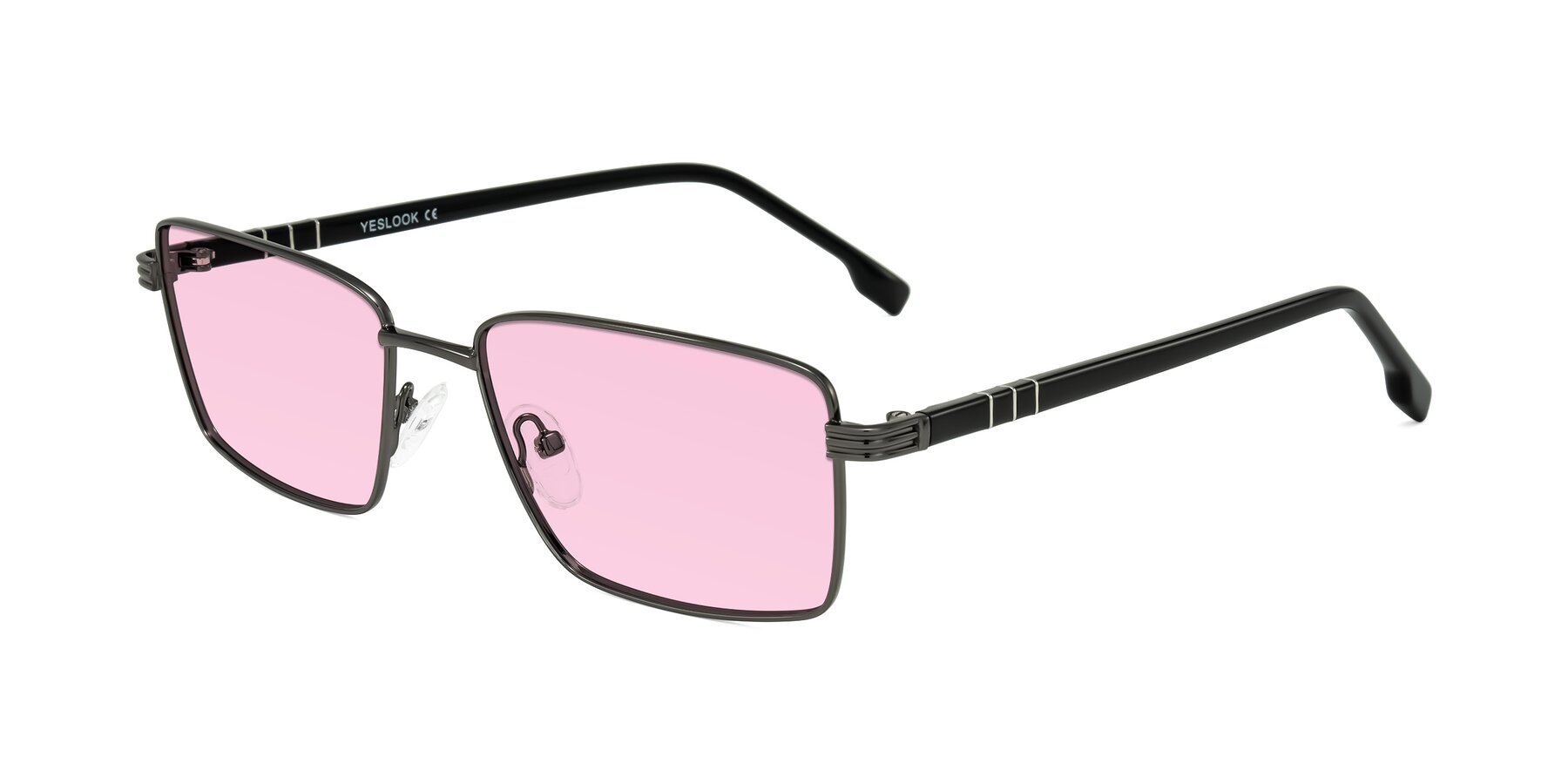 Angle of Raiyah in Gunmetal/Black with Light Pink Tinted Lenses