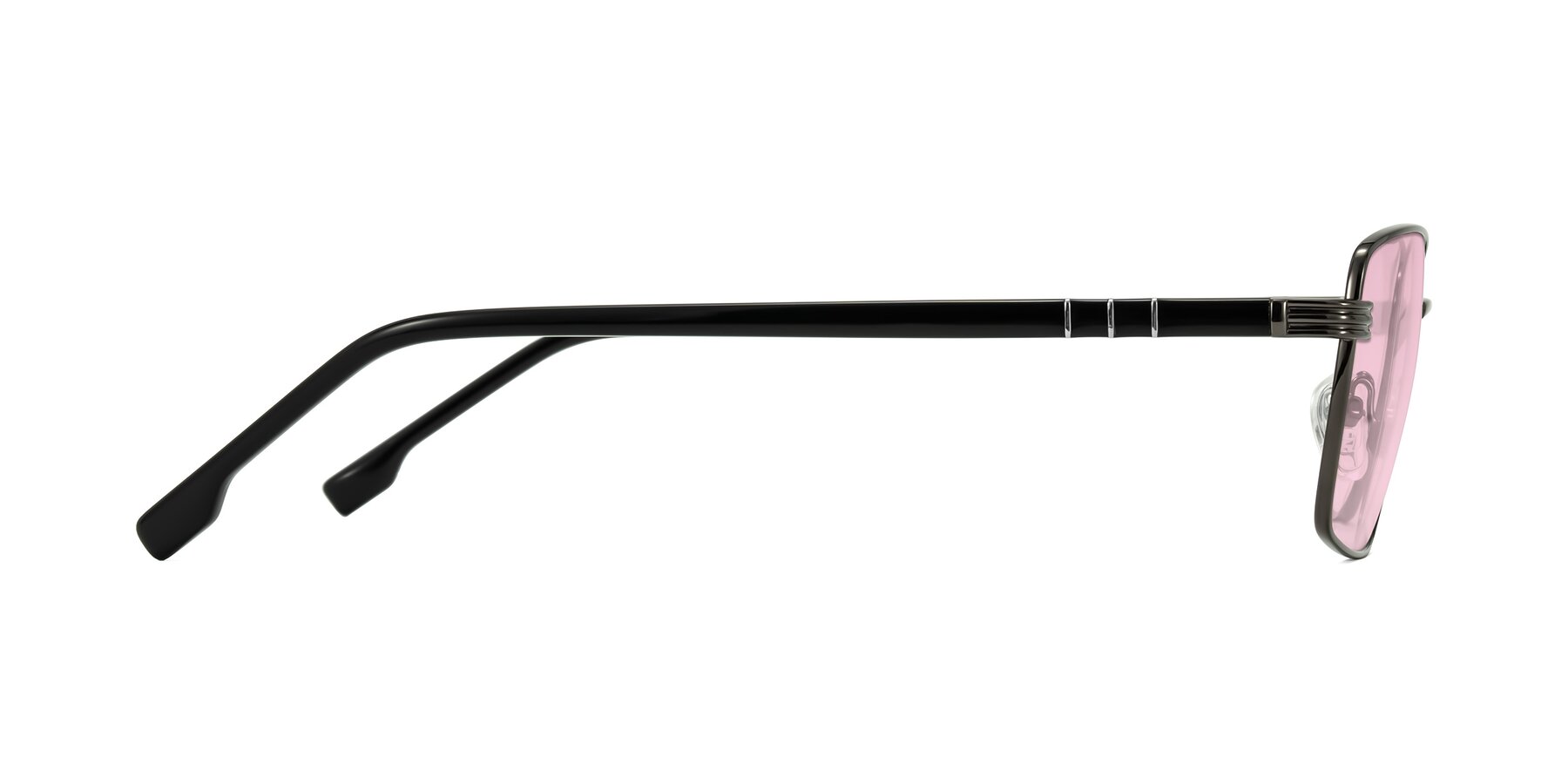 Side of Raiyah in Gunmetal/Black with Light Pink Tinted Lenses