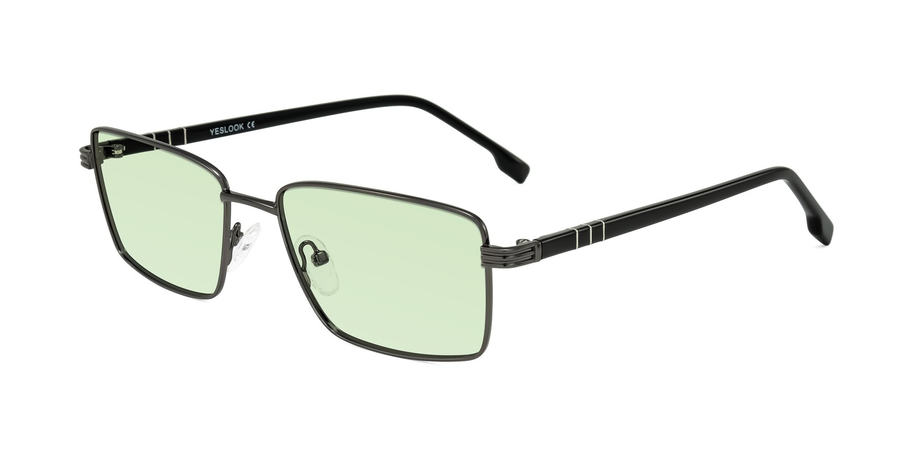 Angle of Raiyah in Gunmetal/Black with Light Green Tinted Lenses