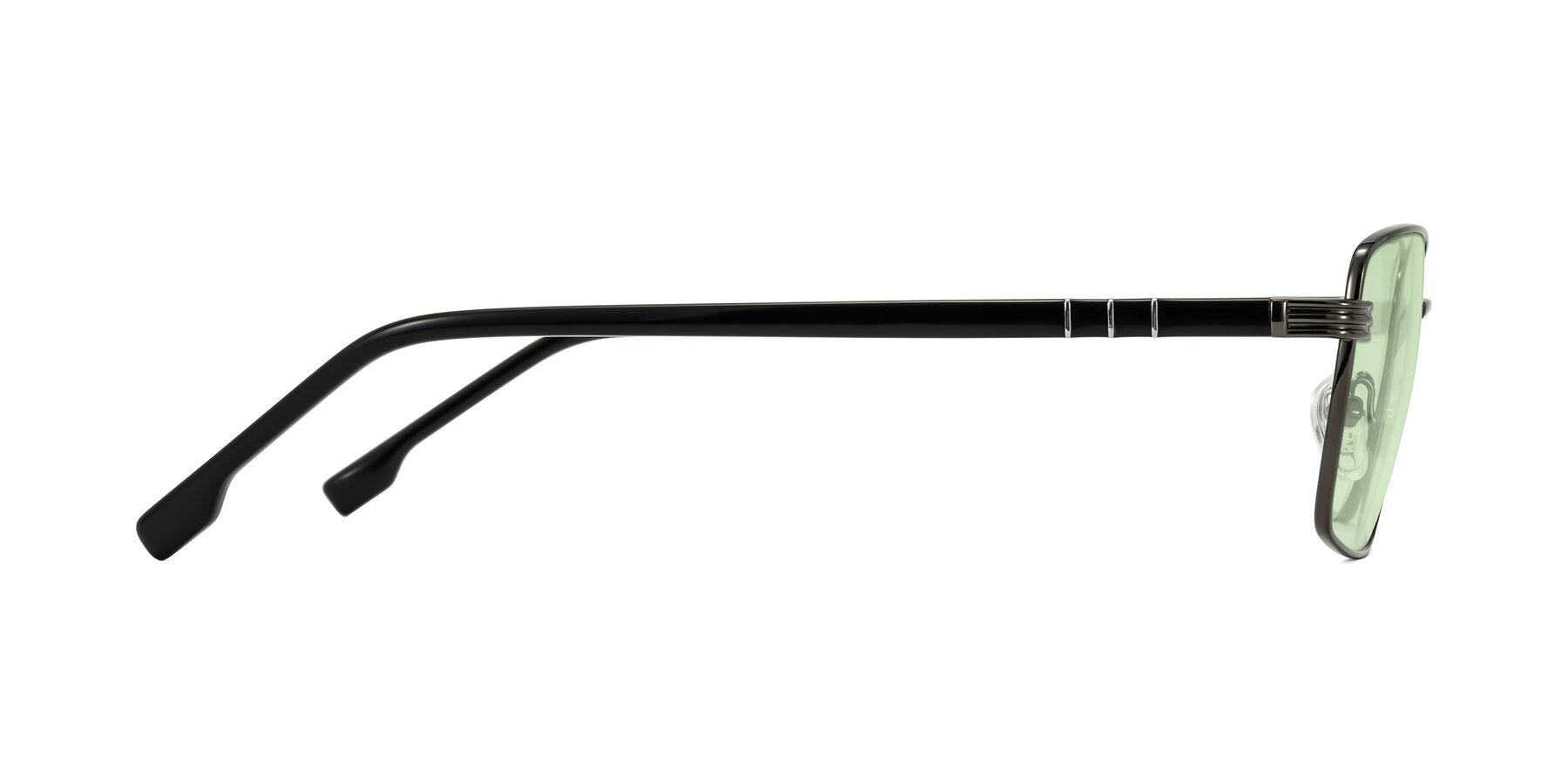 Side of Raiyah in Gunmetal/Black with Light Green Tinted Lenses