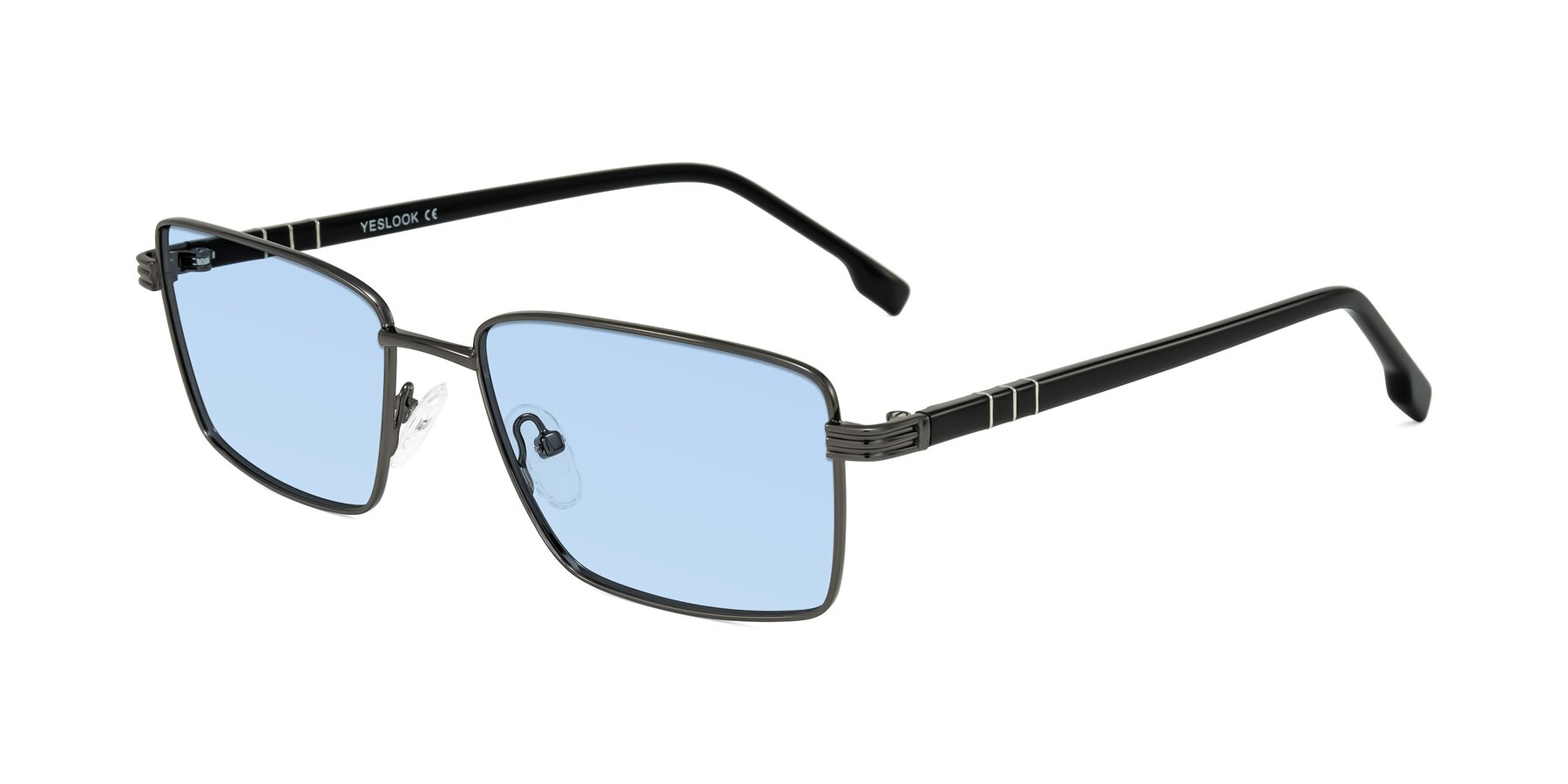 Angle of Raiyah in Gunmetal/Black with Light Blue Tinted Lenses