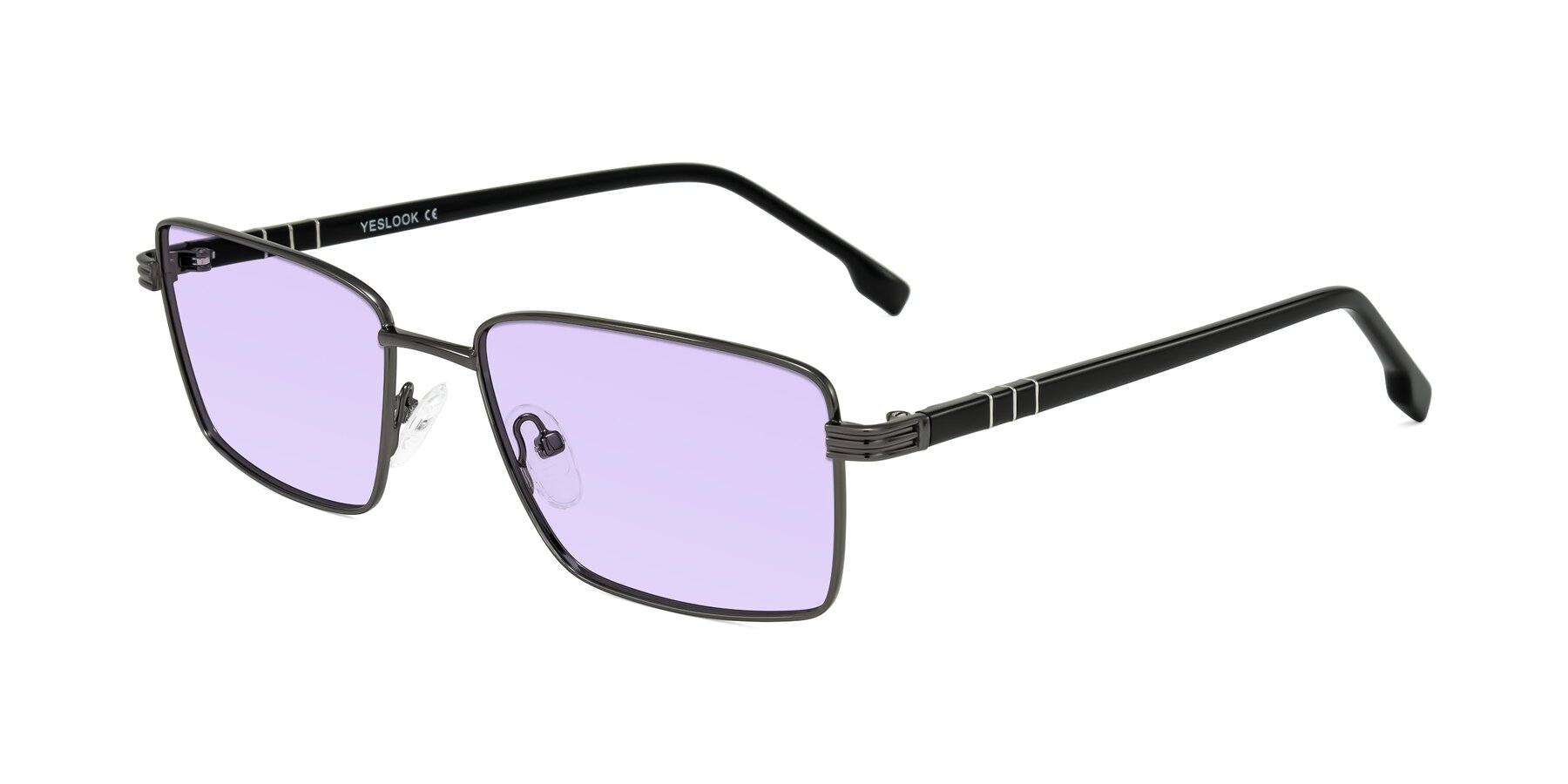 Angle of Raiyah in Gunmetal/Black with Light Purple Tinted Lenses