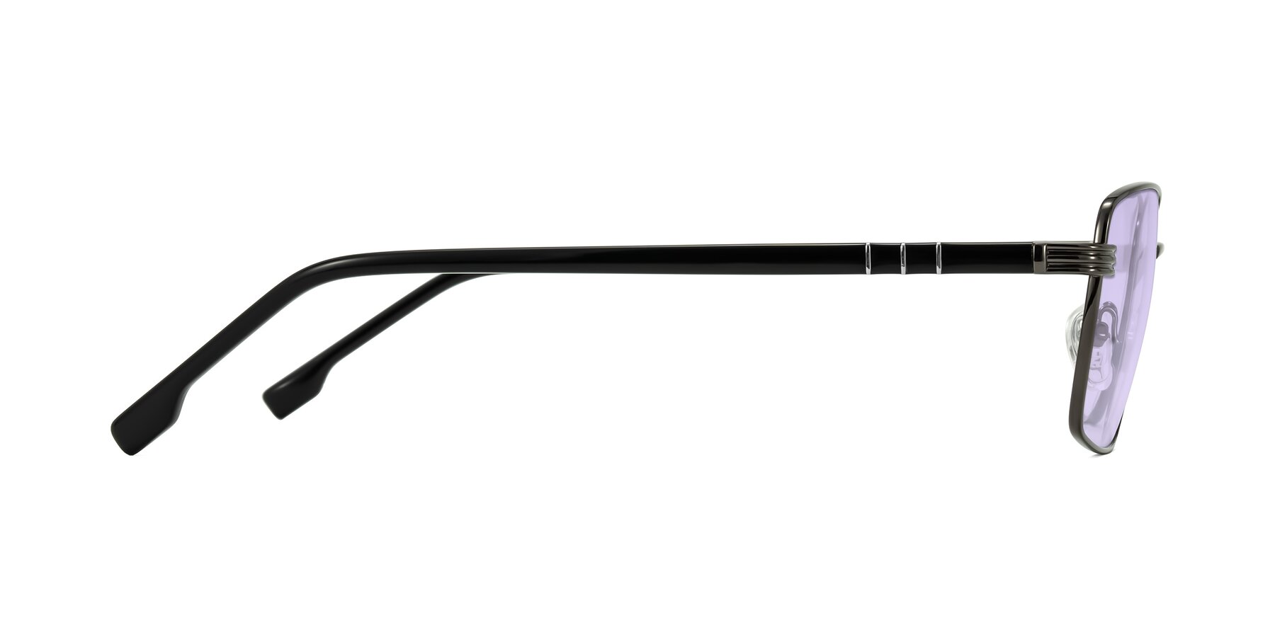 Side of Raiyah in Gunmetal/Black with Light Purple Tinted Lenses