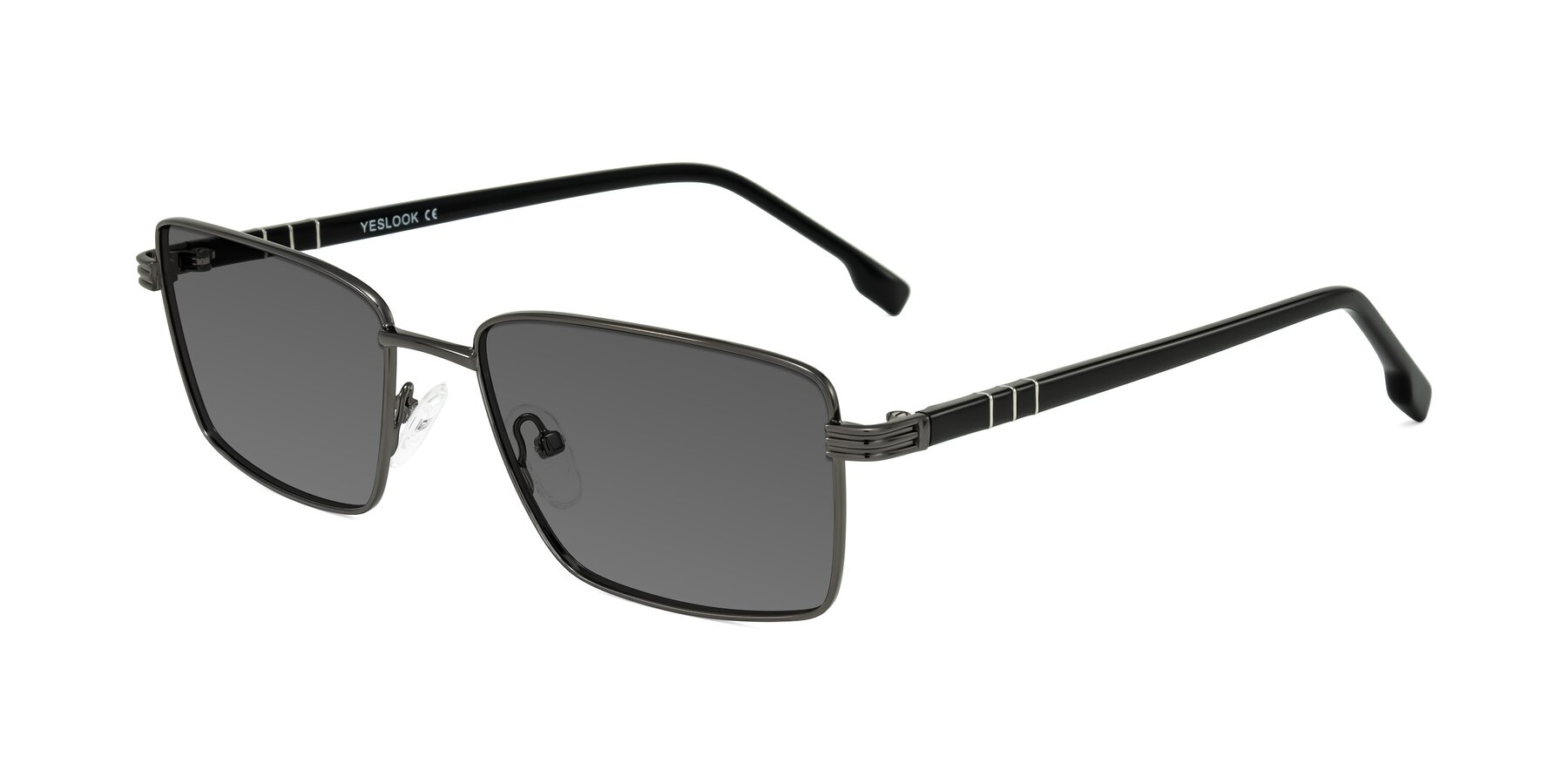 Angle of Raiyah in Gunmetal/Black with Medium Gray Tinted Lenses