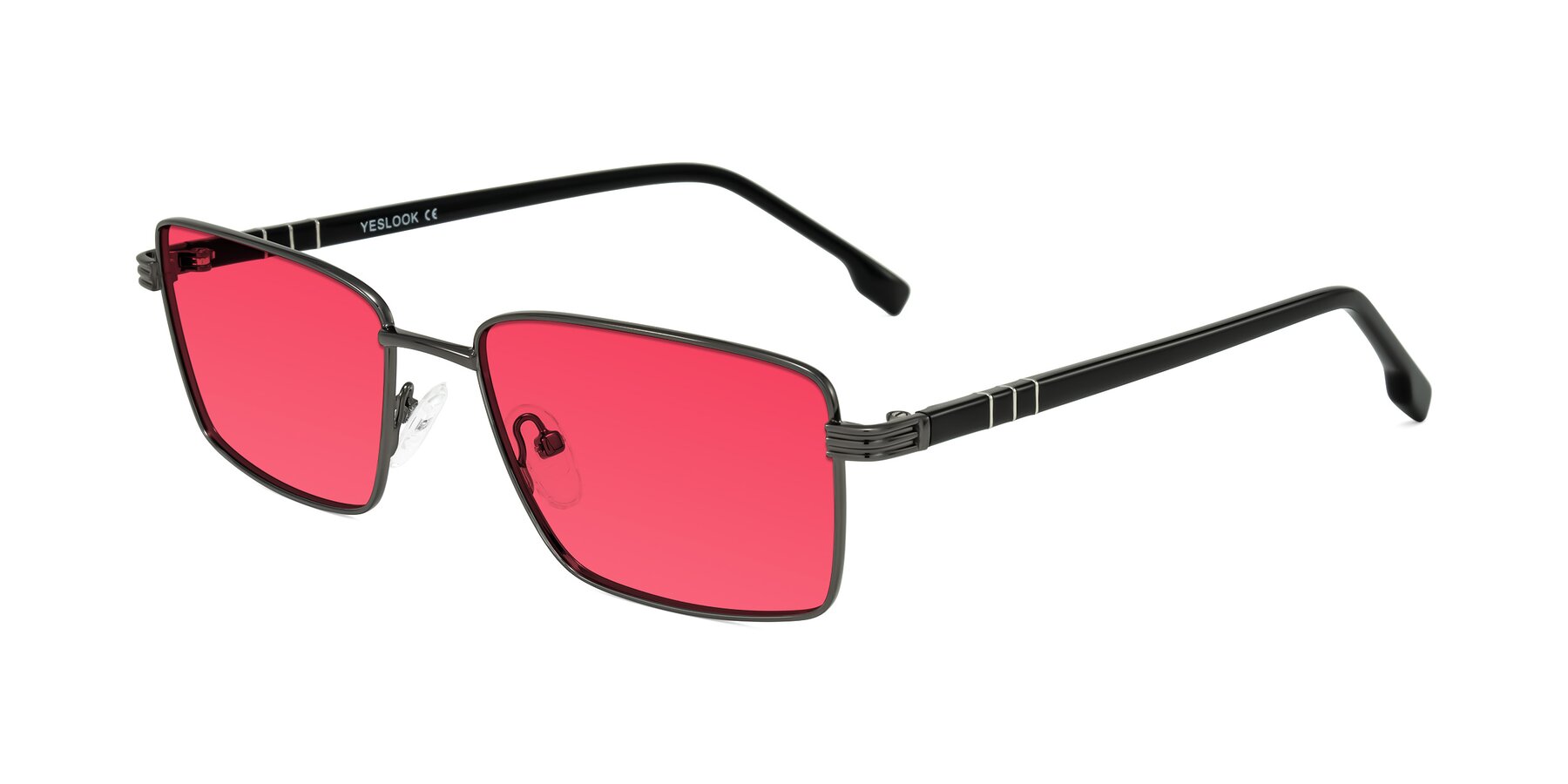 Angle of Raiyah in Gunmetal/Black with Red Tinted Lenses