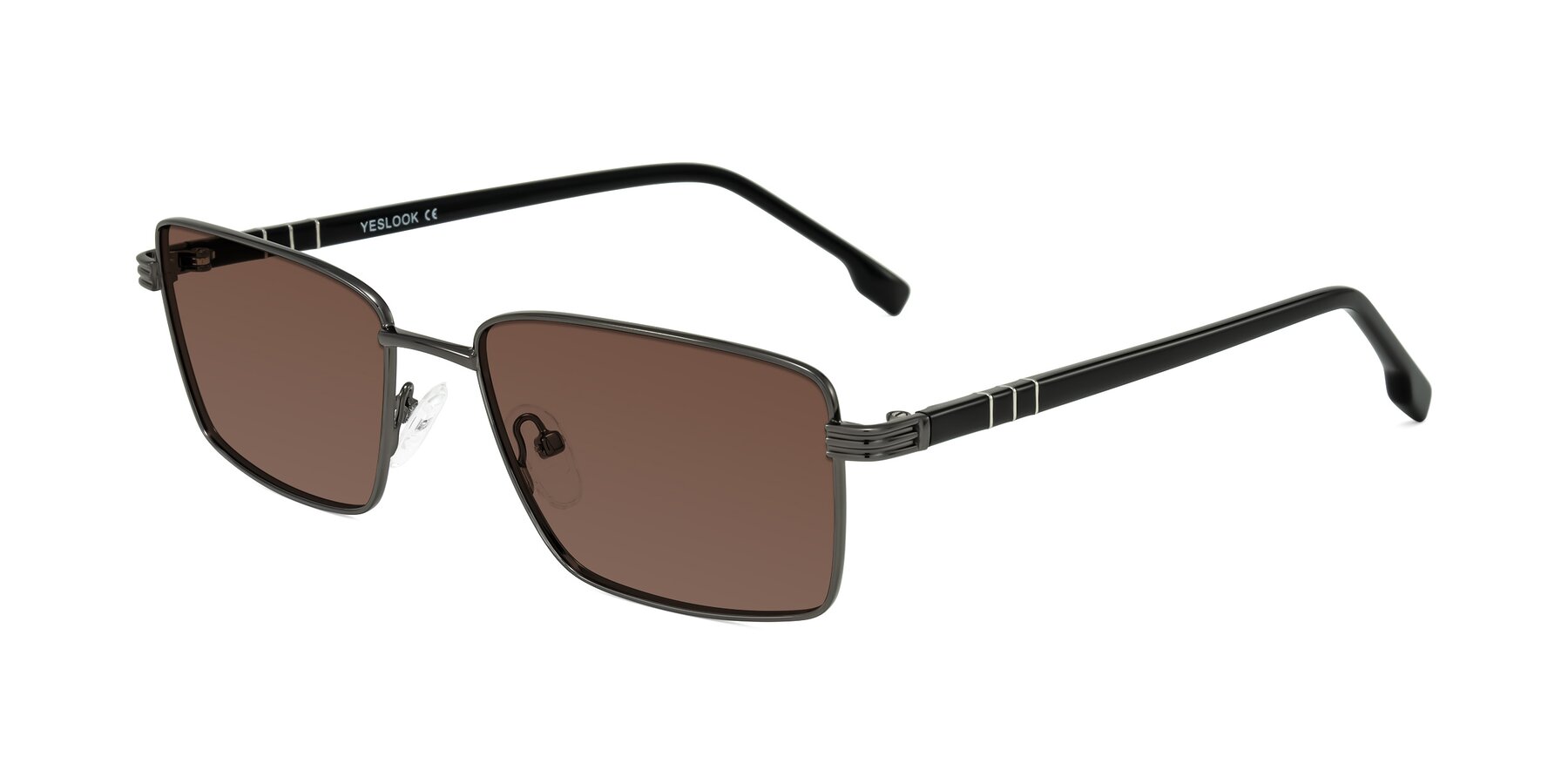 Angle of Raiyah in Gunmetal/Black with Brown Tinted Lenses