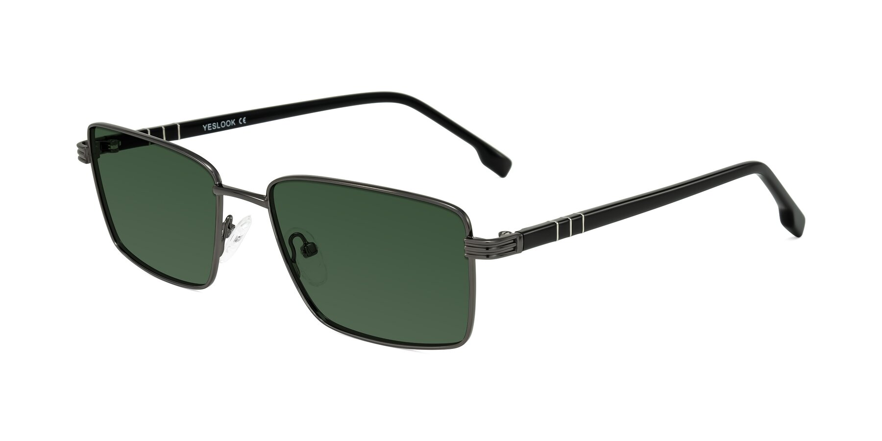 Angle of Raiyah in Gunmetal/Black with Green Tinted Lenses