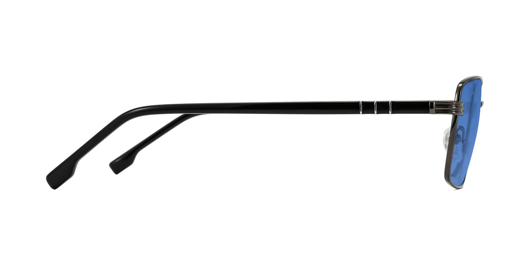 Side of Raiyah in Gunmetal/Black with Blue Tinted Lenses